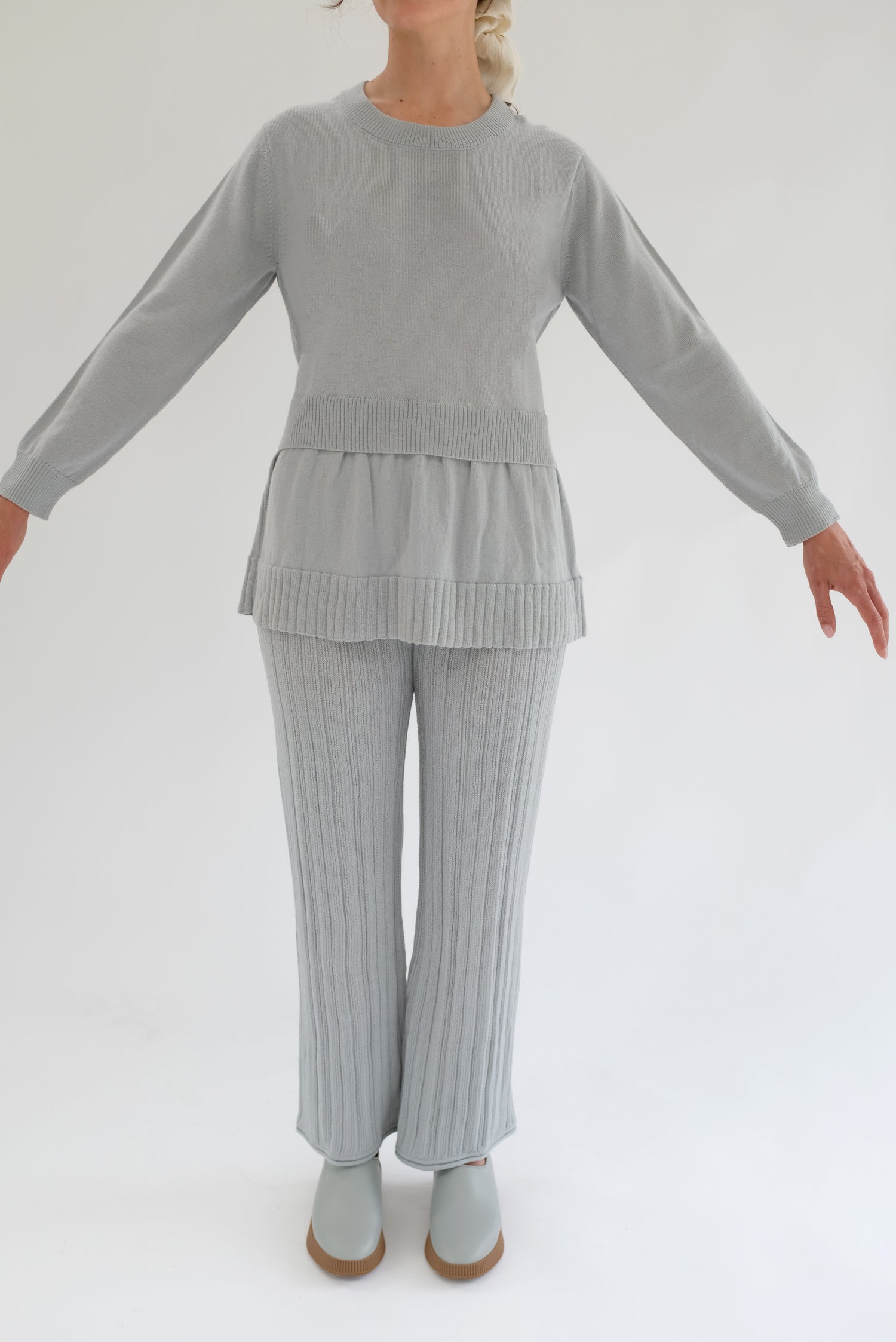 Beklina Merino Pleated Trousers Grey