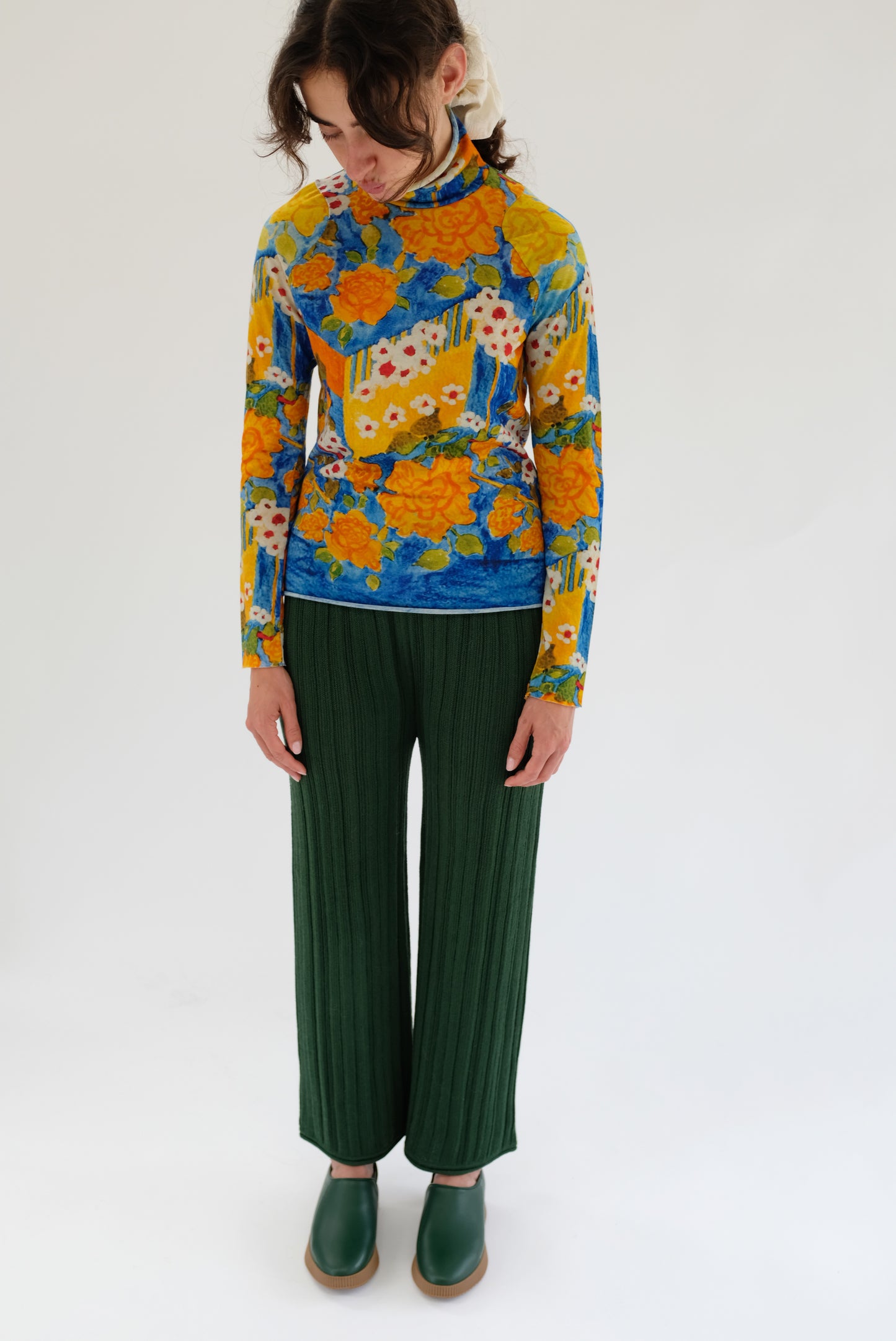 Beklina Merino Pleated Trousers Conifer