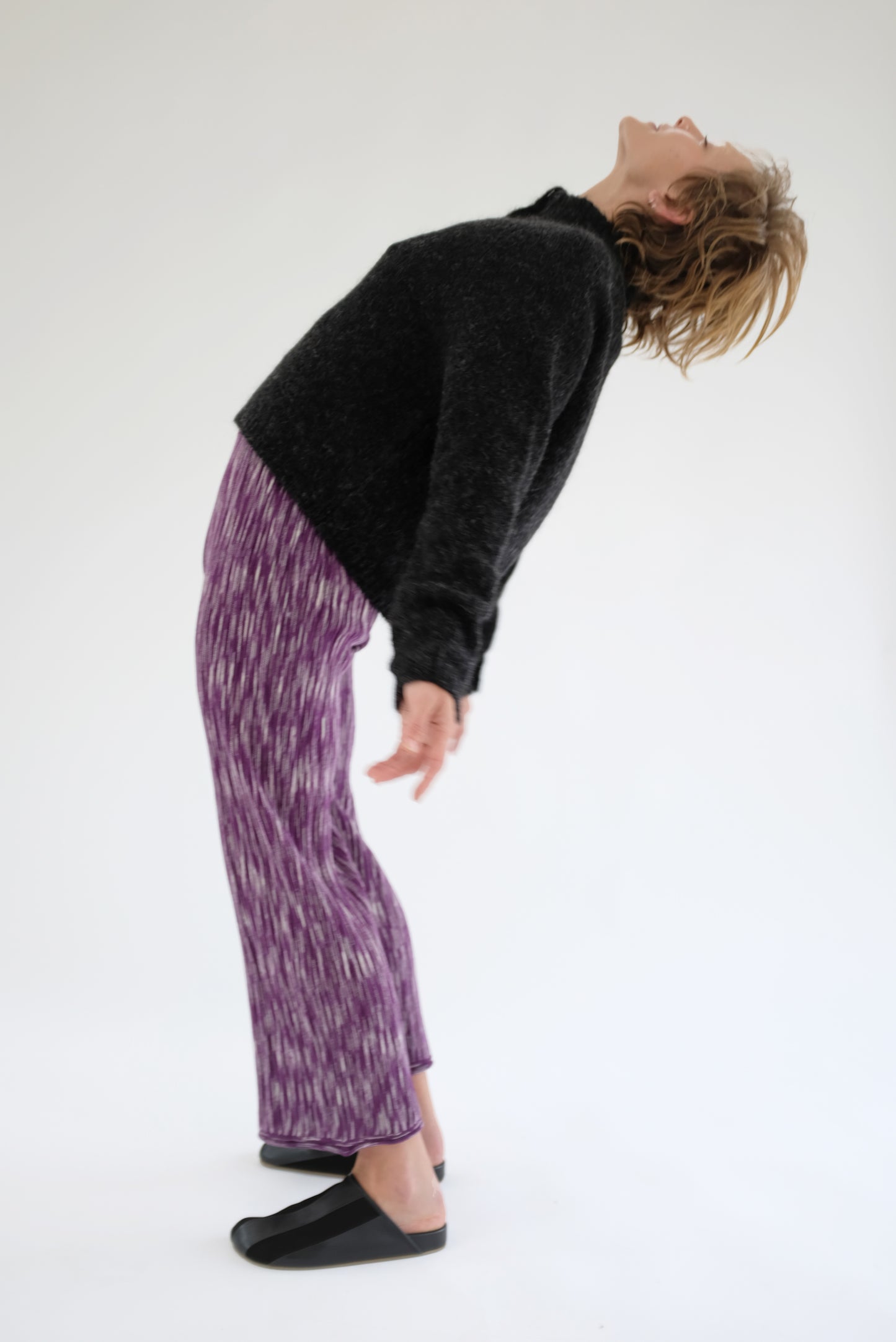 Beklina Merino Pleated Trousers Plum Space