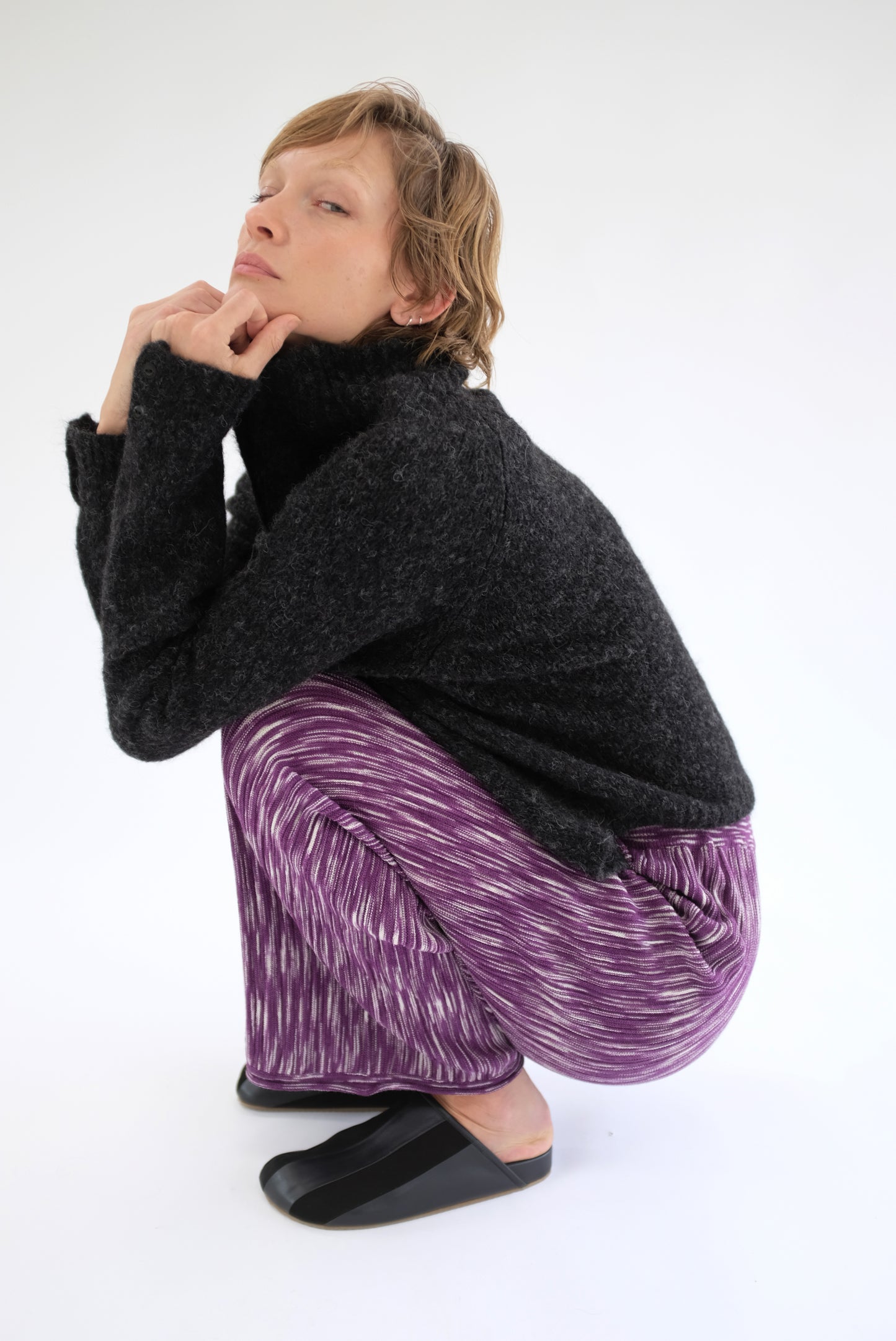 Beklina Merino Pleated Trousers Plum Space