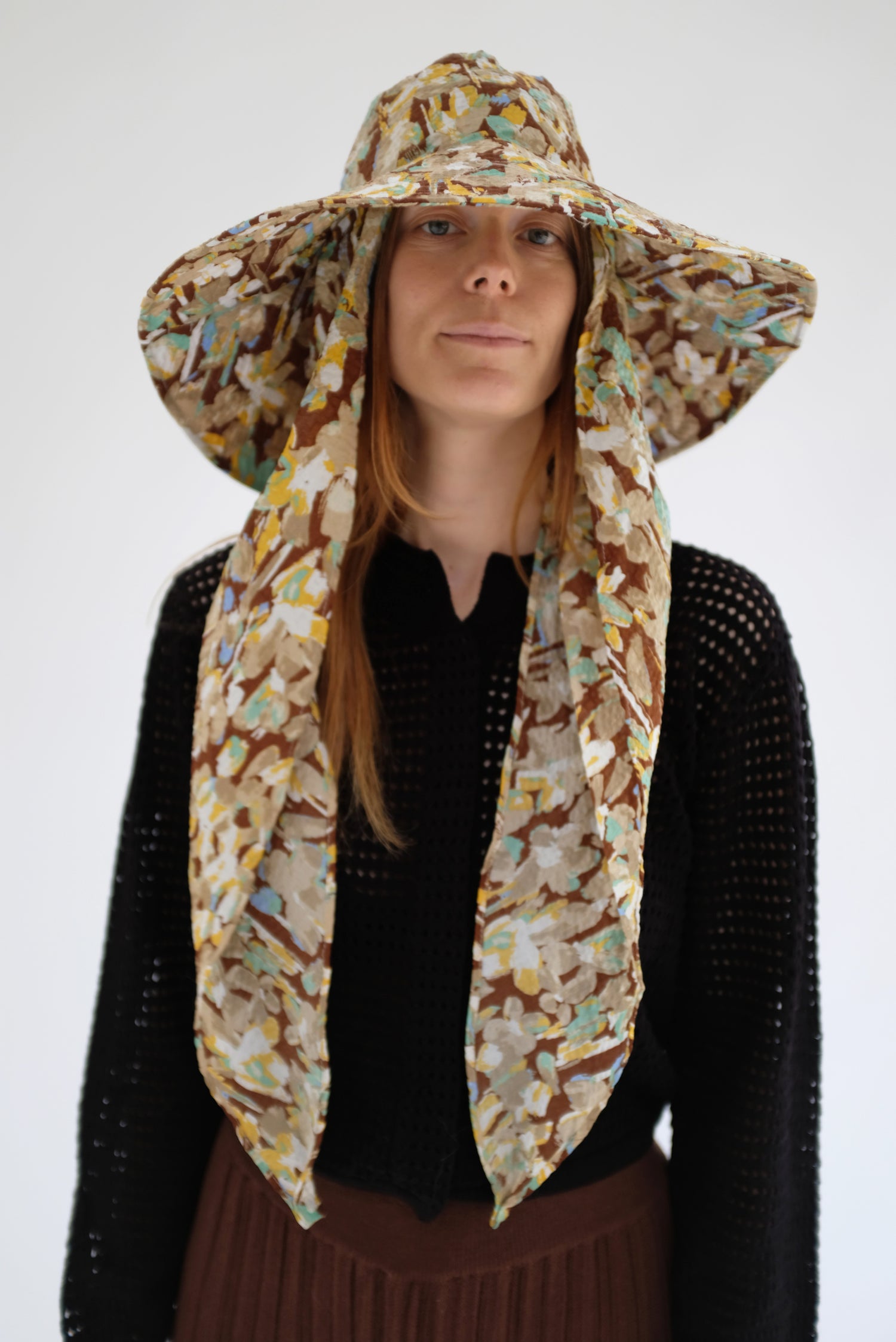 Beklina Scarf Hat Brown Floral