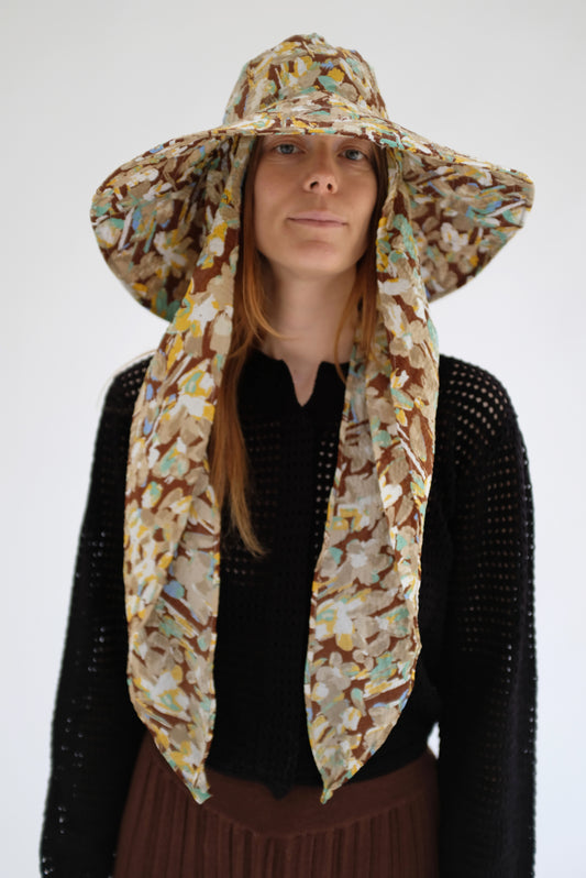 Beklina Scarf Hat Brown Floral