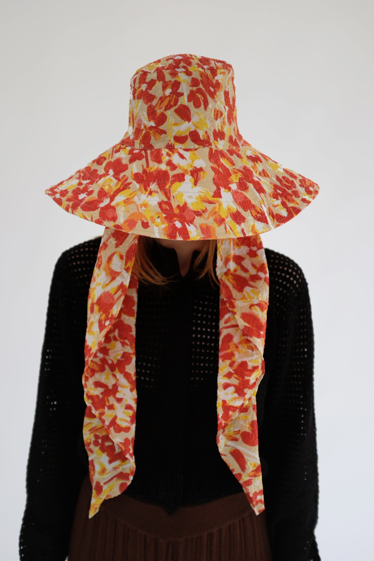 Beklina Scarf Hat Coral Floral