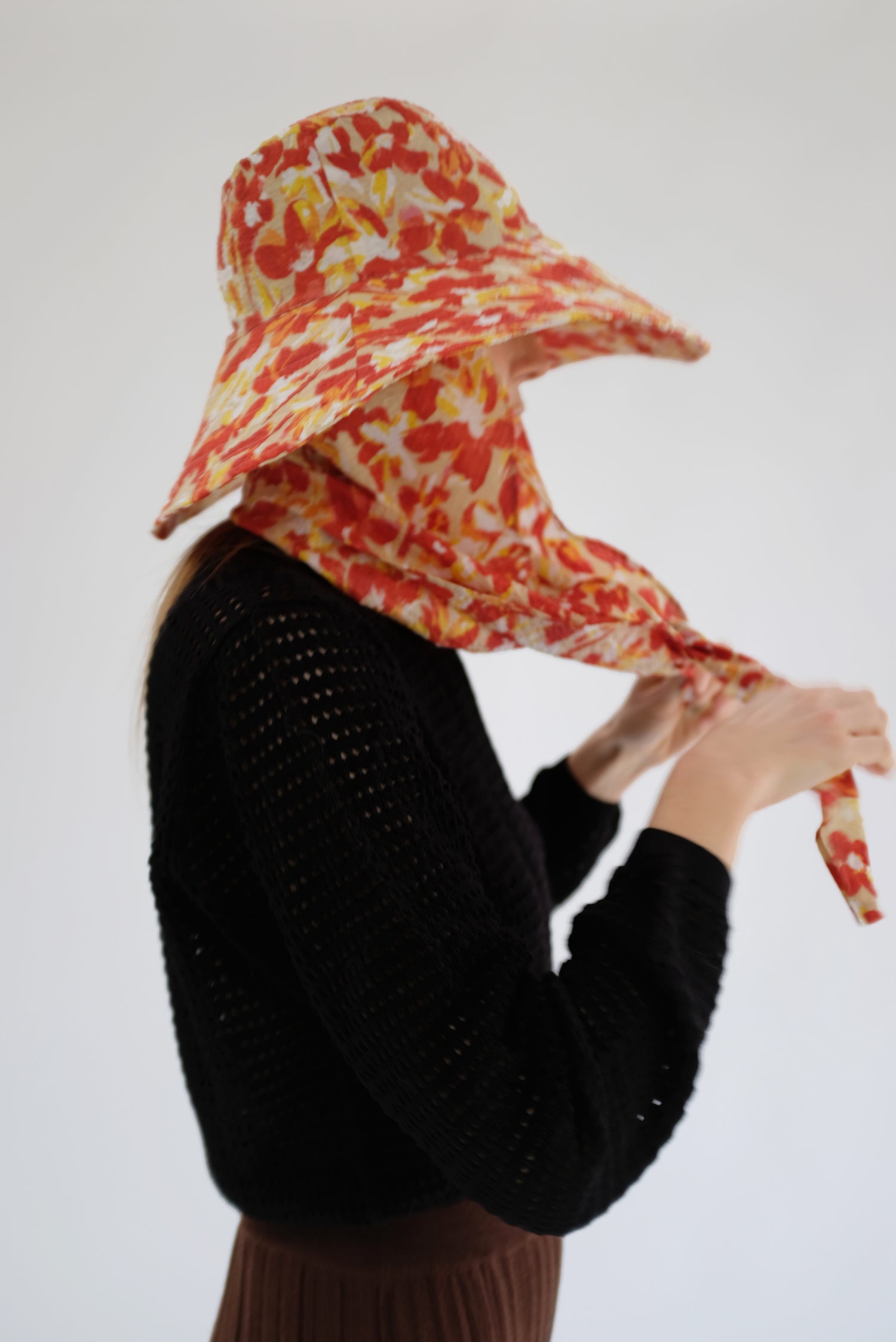 Beklina Scarf Hat Coral Floral
