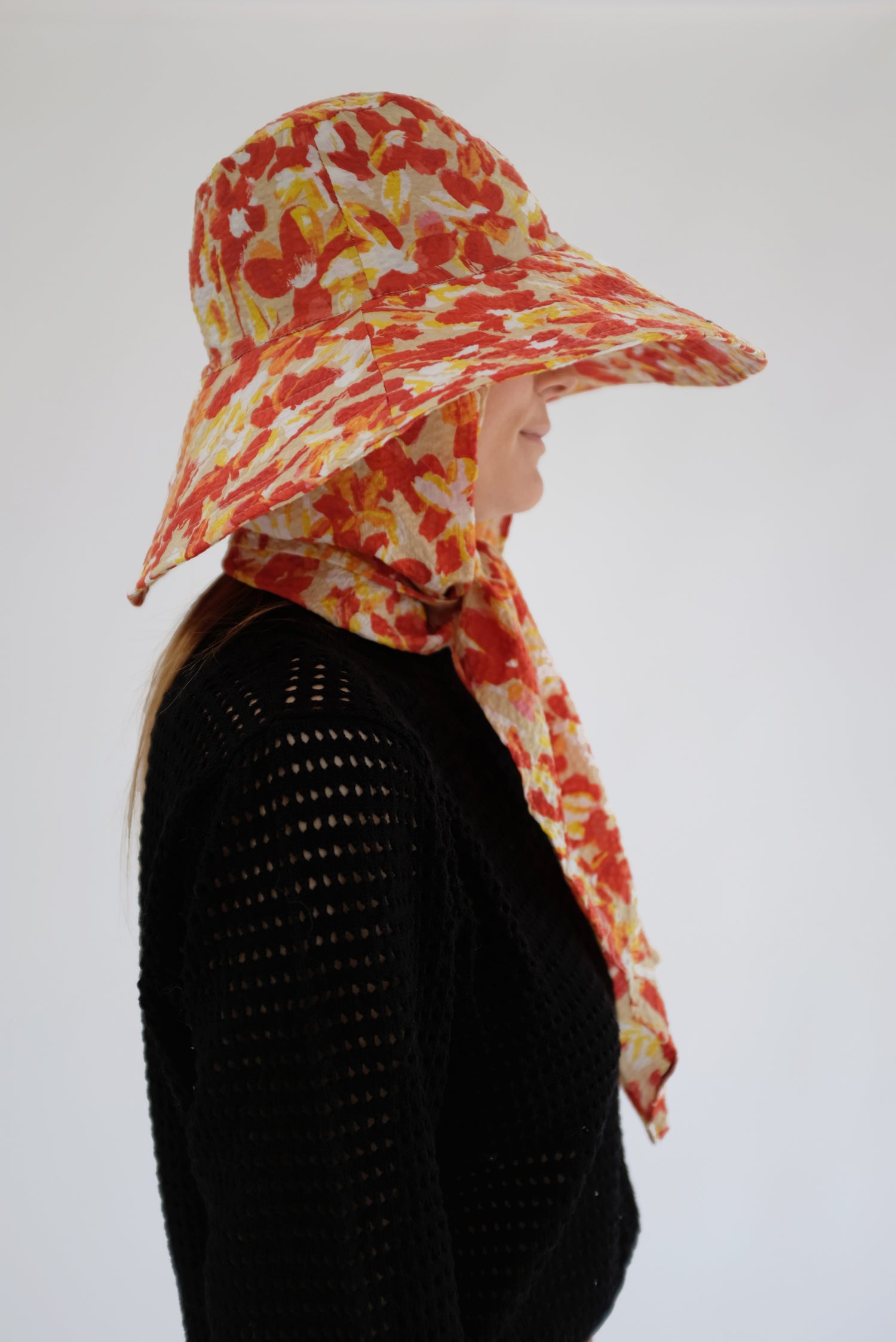 Beklina Scarf Hat Coral Floral