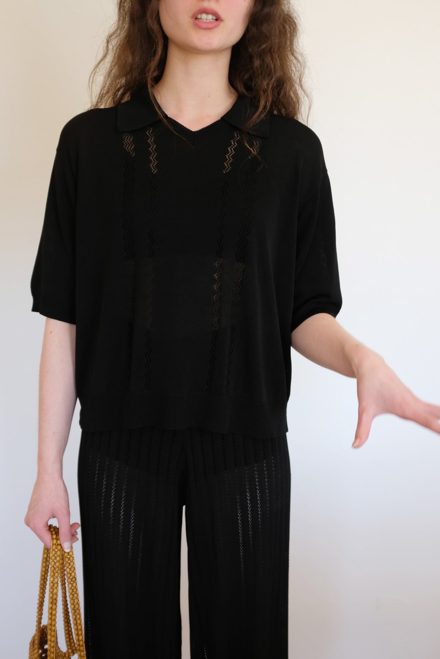 Cordera Merino Lace Polo Black