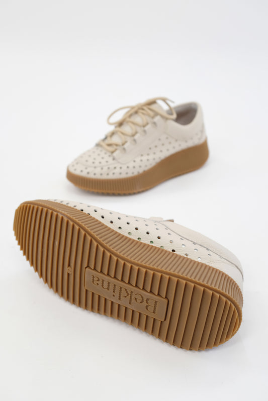 Beklina Pensionata Perforated Lace Up Off White
