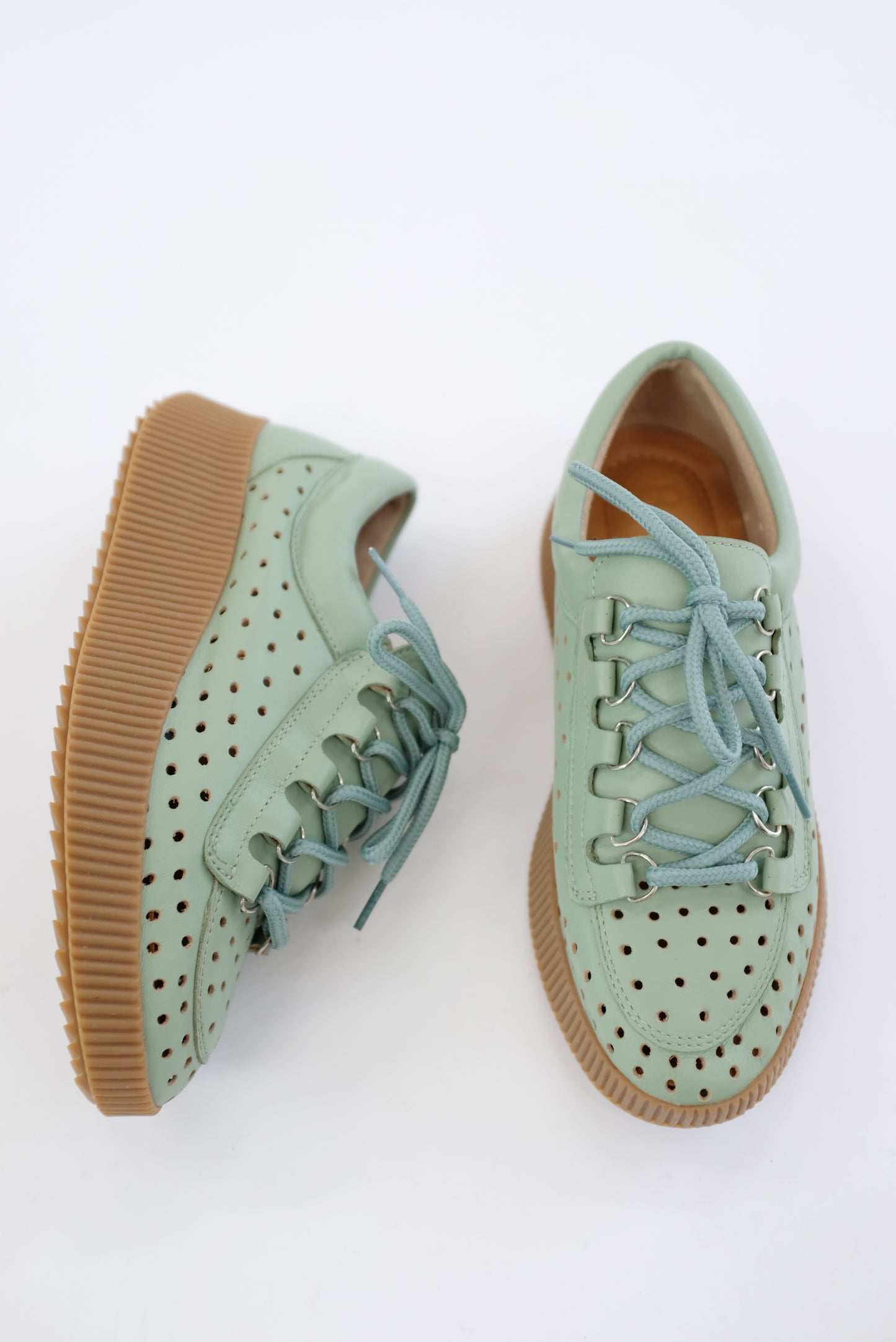 Beklina Pensionata Perforated Lace Up Pistachio