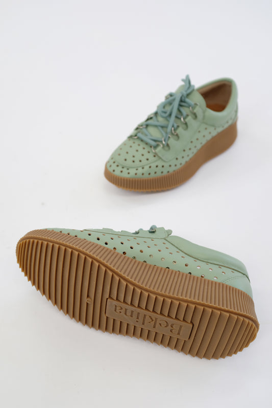 Beklina Pensionata Perforated Lace Up Pistachio