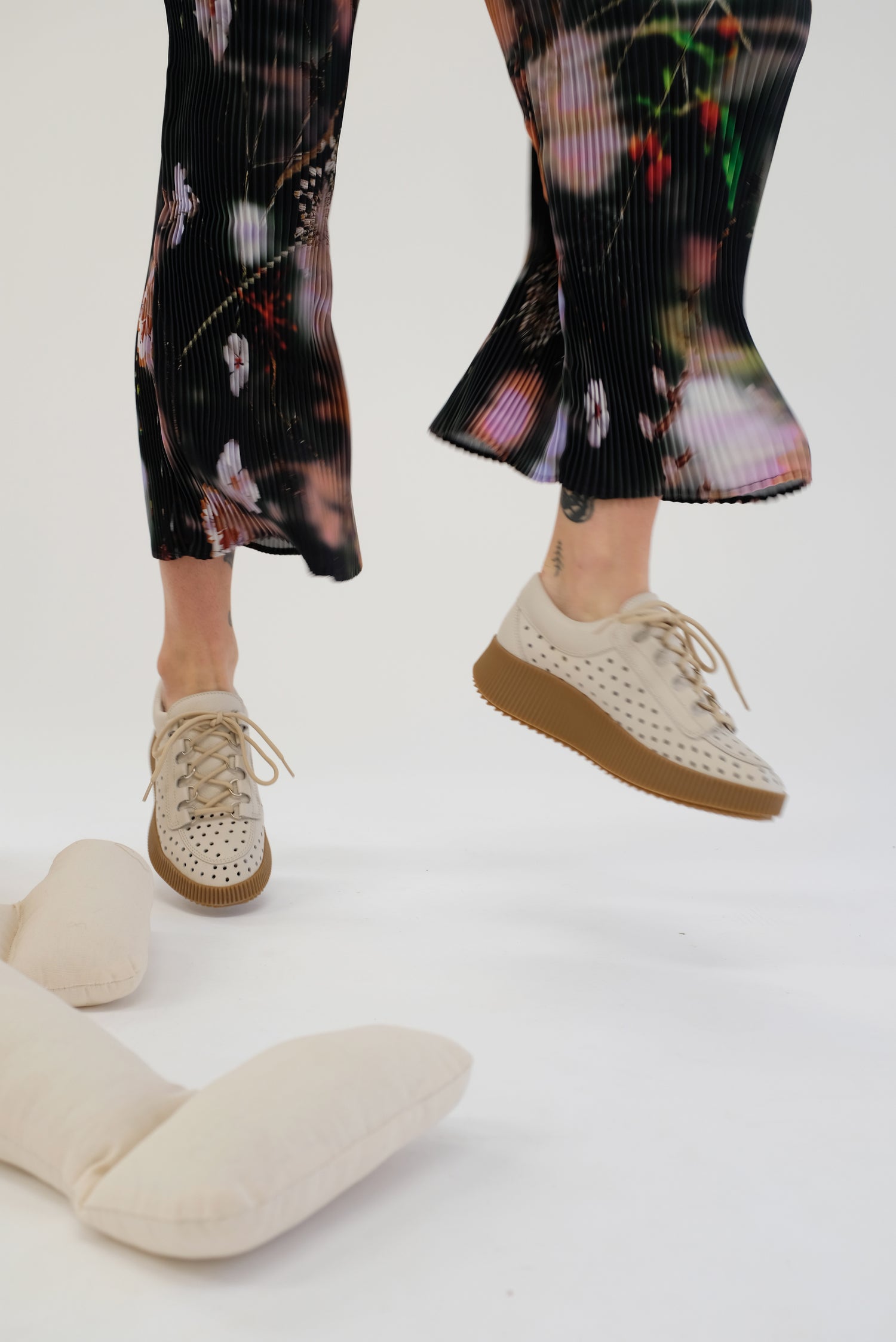 Beklina Pensionata Perforated Lace Up Off White 