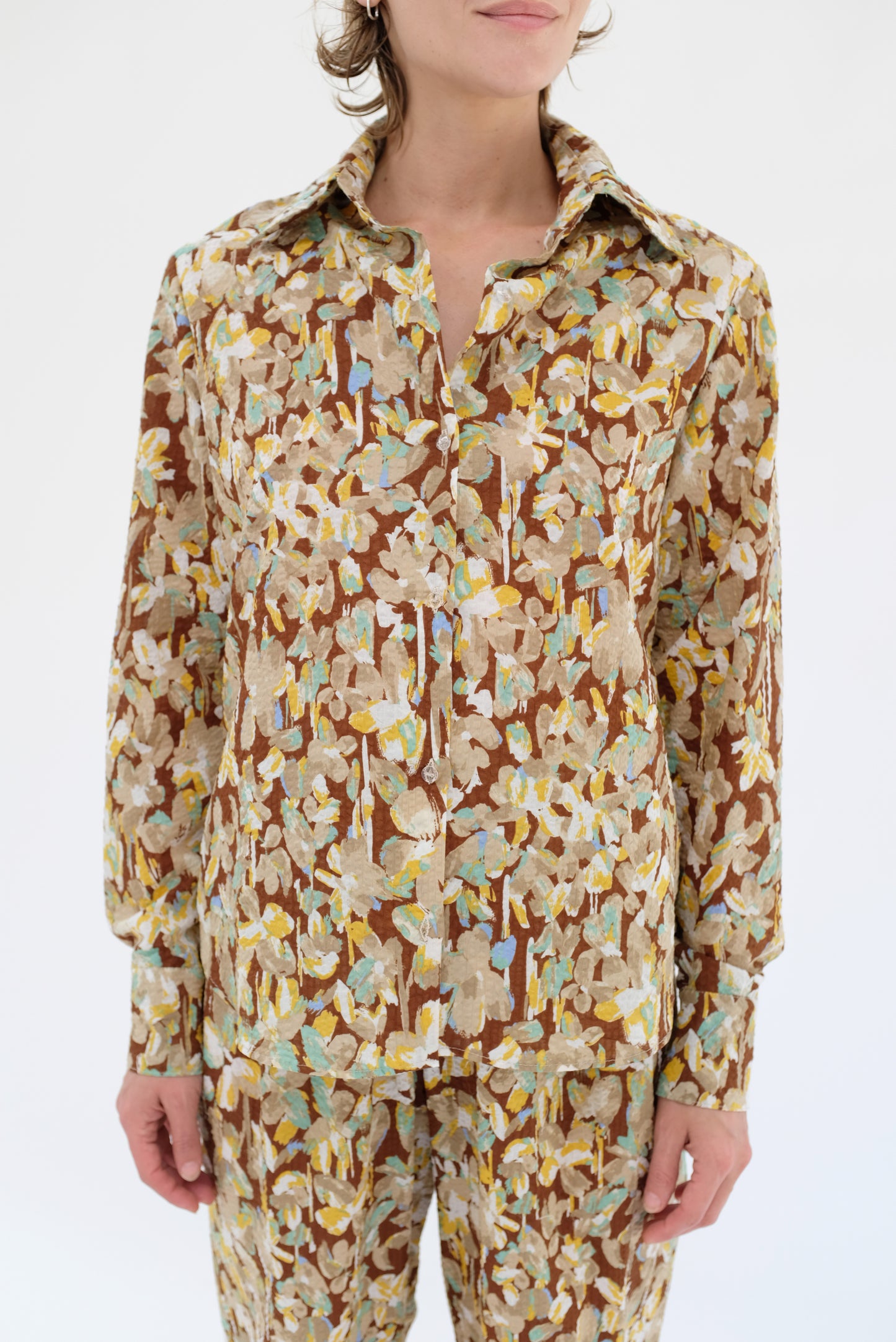 Beklina Button Up Shirt Brown Floral