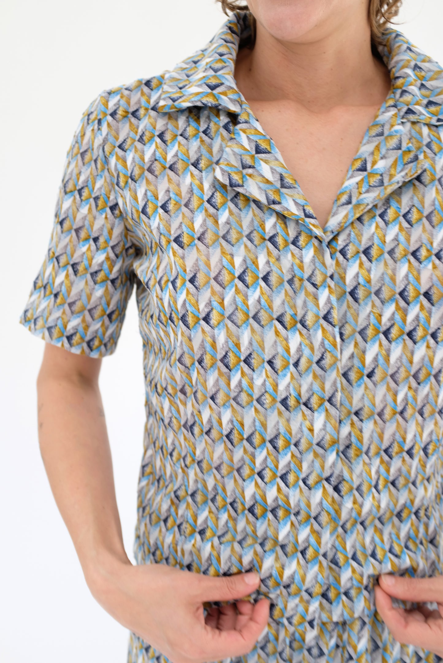 Beklina Short Sleeve Blouse Grecian Blue
