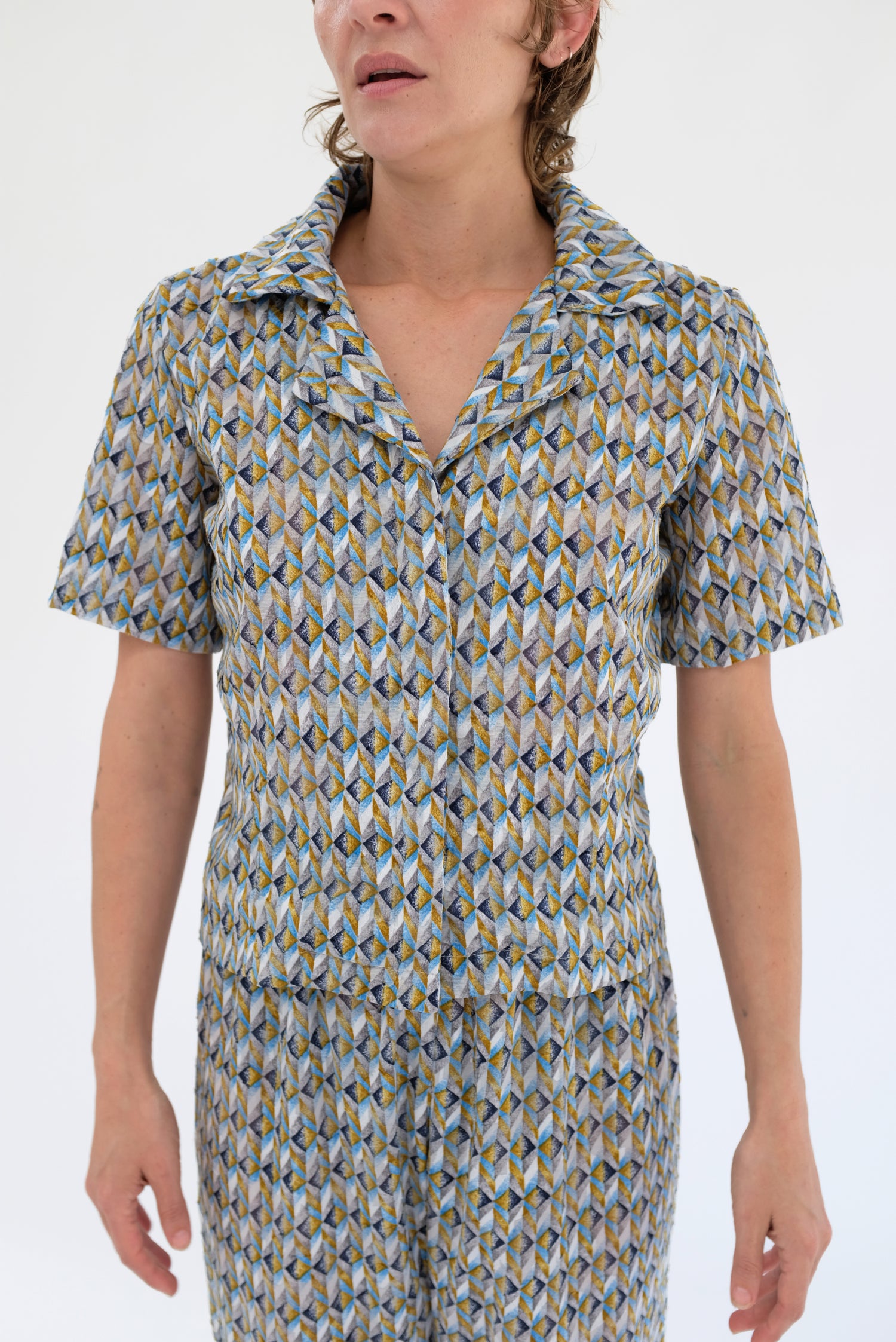 Beklina Short Sleeve Blouse Grecian Blue