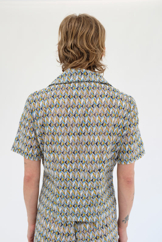 Beklina Short Sleeve Blouse Grecian Blue