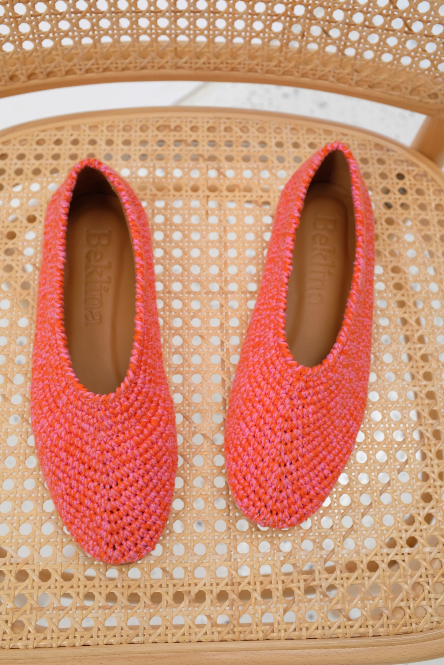 Beklina Crochet Ballet Flats Pink/Orange