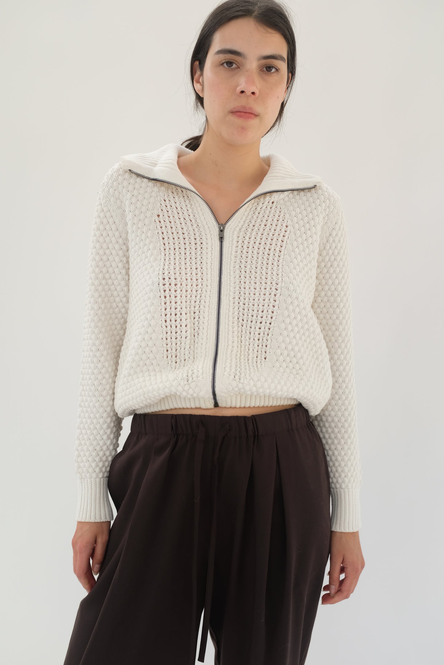 Beklina Knit Track Jacket White / SAMPLE