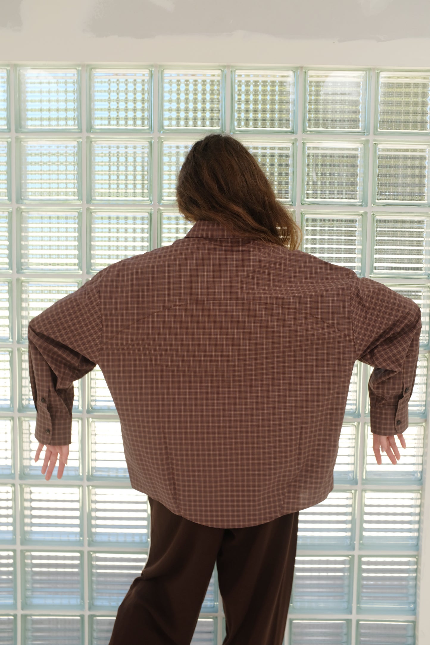 Cordera Checked Oversized Shirt Brown/Navy