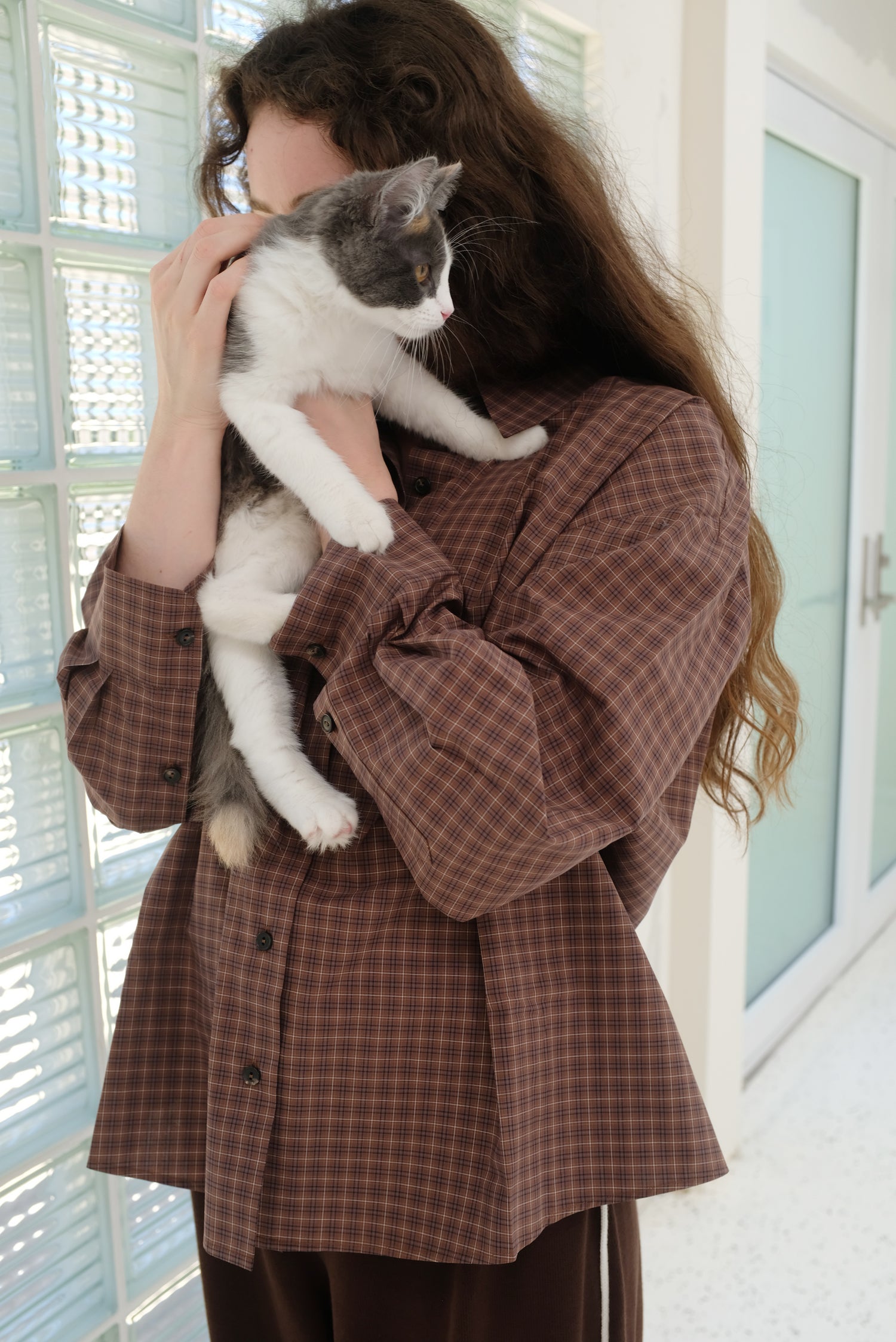 Cordera Checked Oversized Shirt Brown/Navy