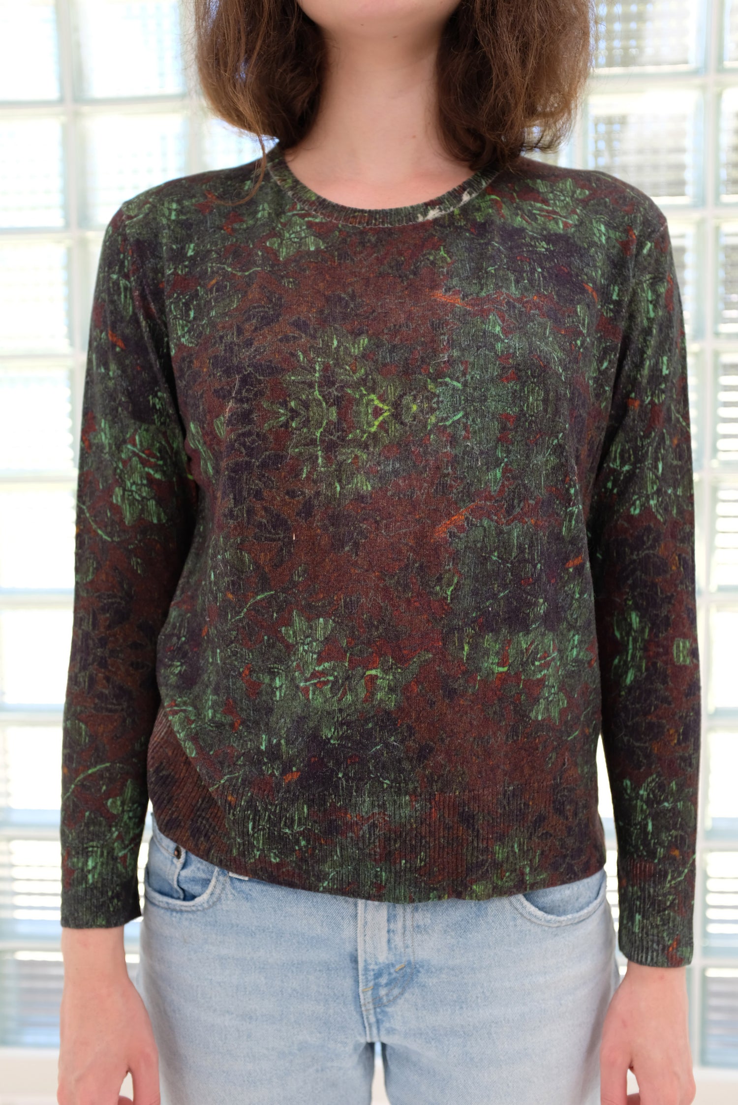 Beklina Cashmere Silk Print Crew / SAMPLE