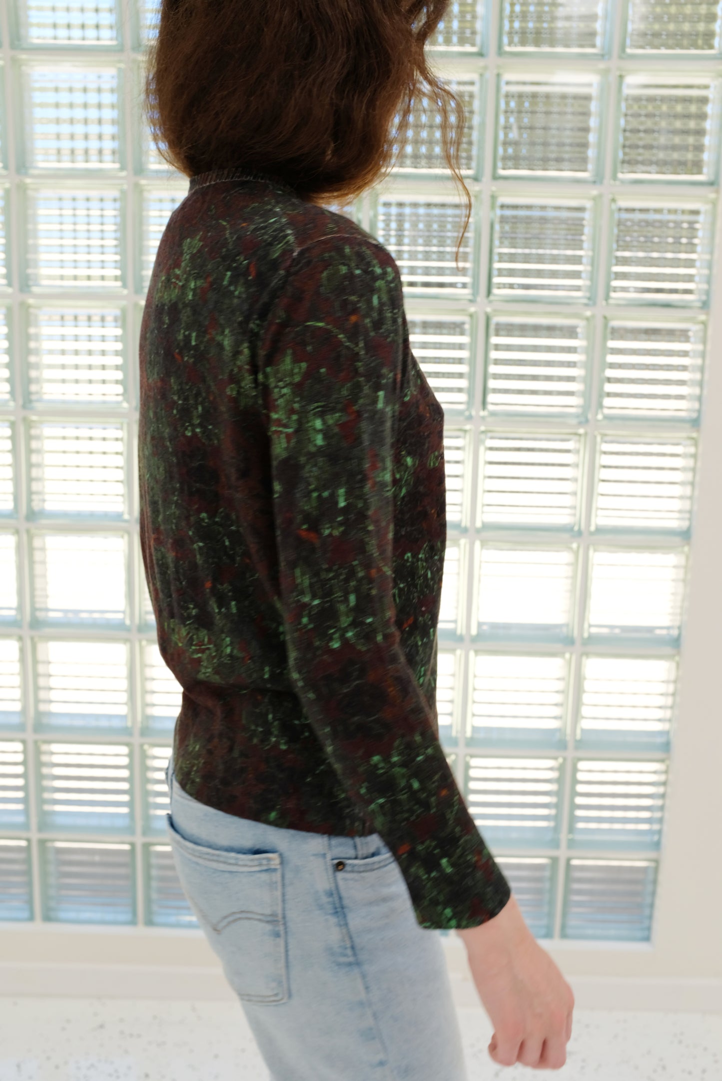 Beklina Cashmere Silk Print Crew / SAMPLE