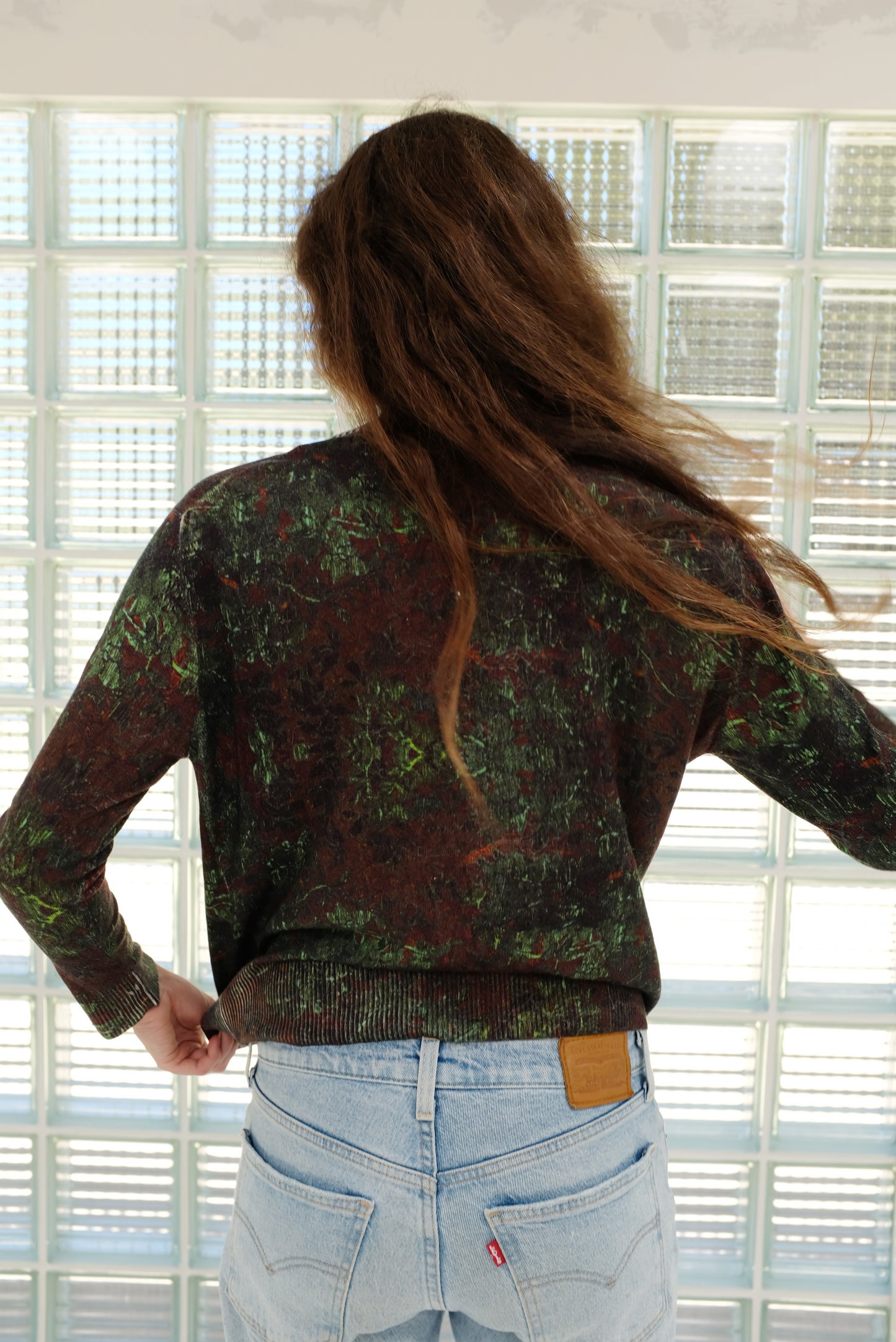 Beklina Cashmere Silk Print Crew / SAMPLE