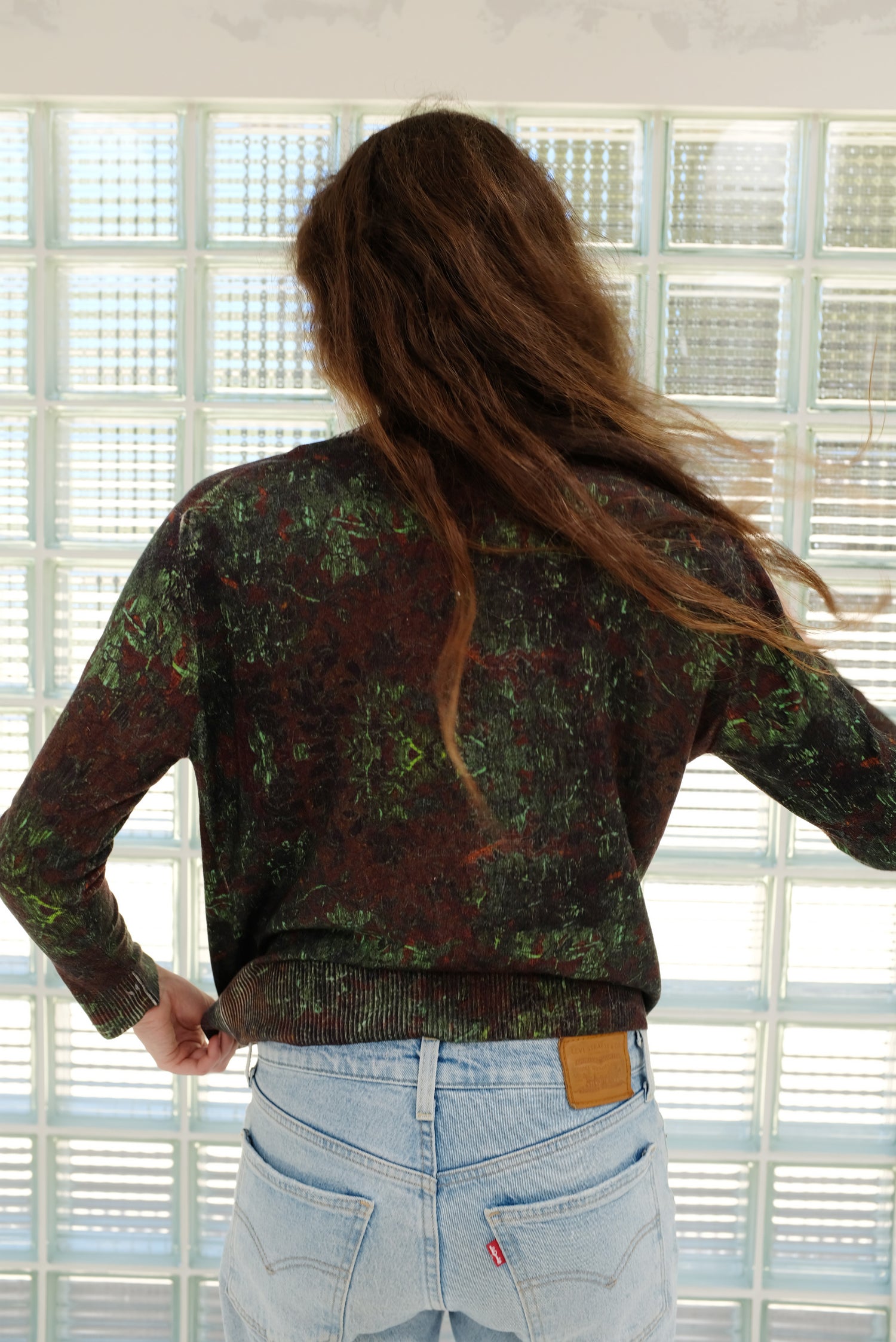 Beklina Cashmere Silk Print Crew / SAMPLE