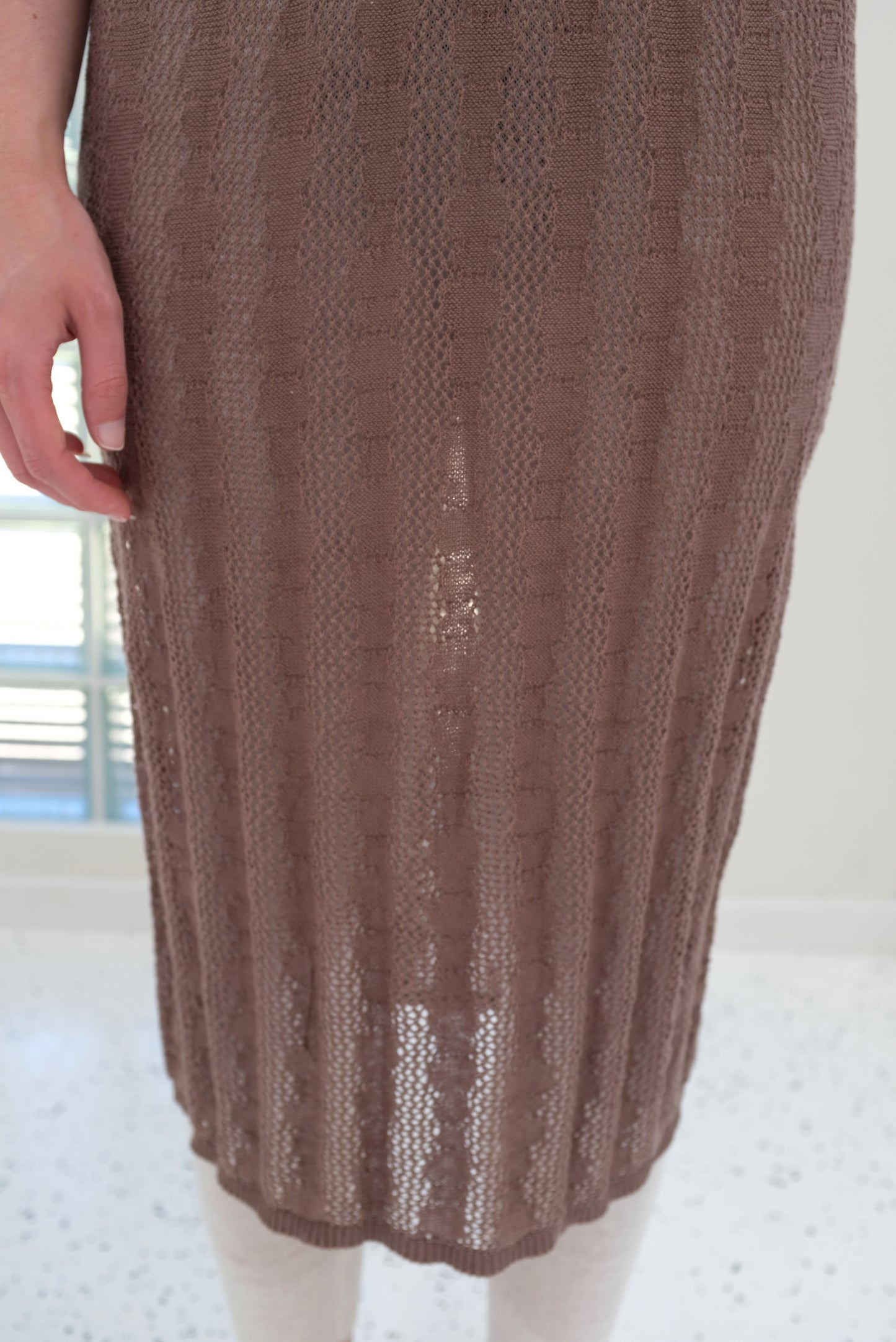 Beklina Bead Curtain Lace T-Shirt Dress Brown / Pre-Worn