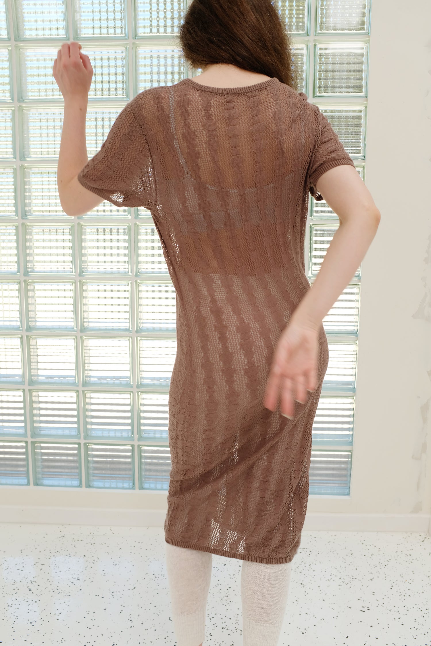 Beklina Bead Curtain Lace T-Shirt Dress Brown / Pre-Worn
