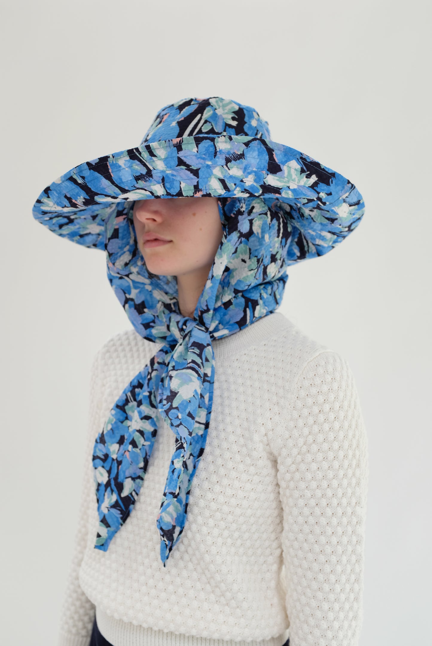 Beklina Scarf Hat Blue Floral