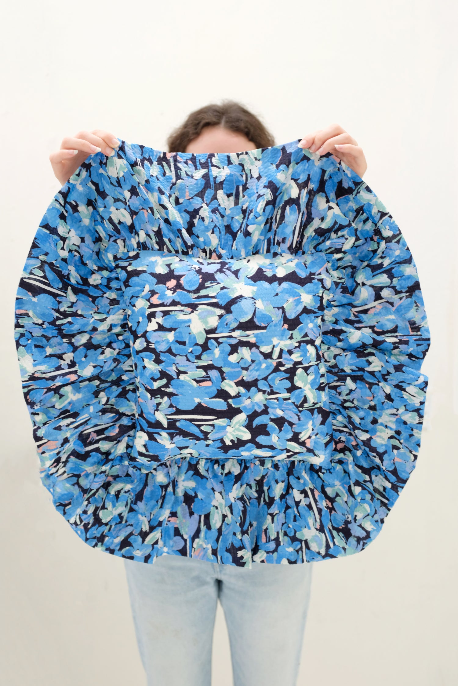 Beklina Ruffle Pillow Blue Floral