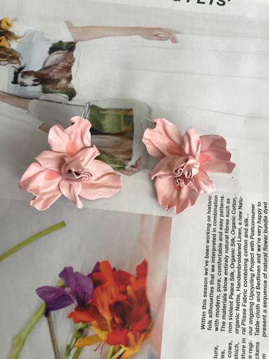 Leather Orchid Earrings