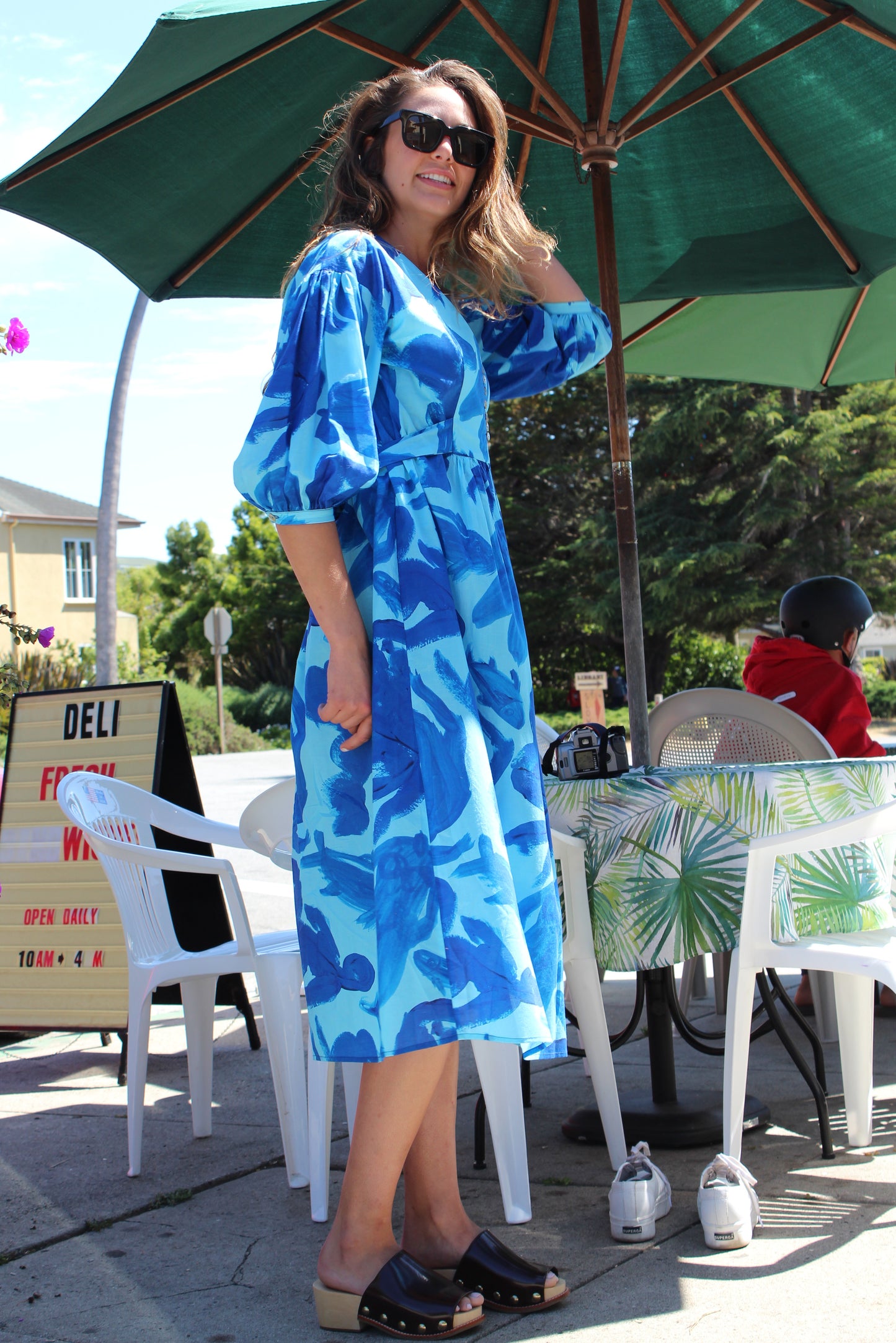Heinui Edith Dress Aqua & Blue, Girls & Fish Print At Beklina
