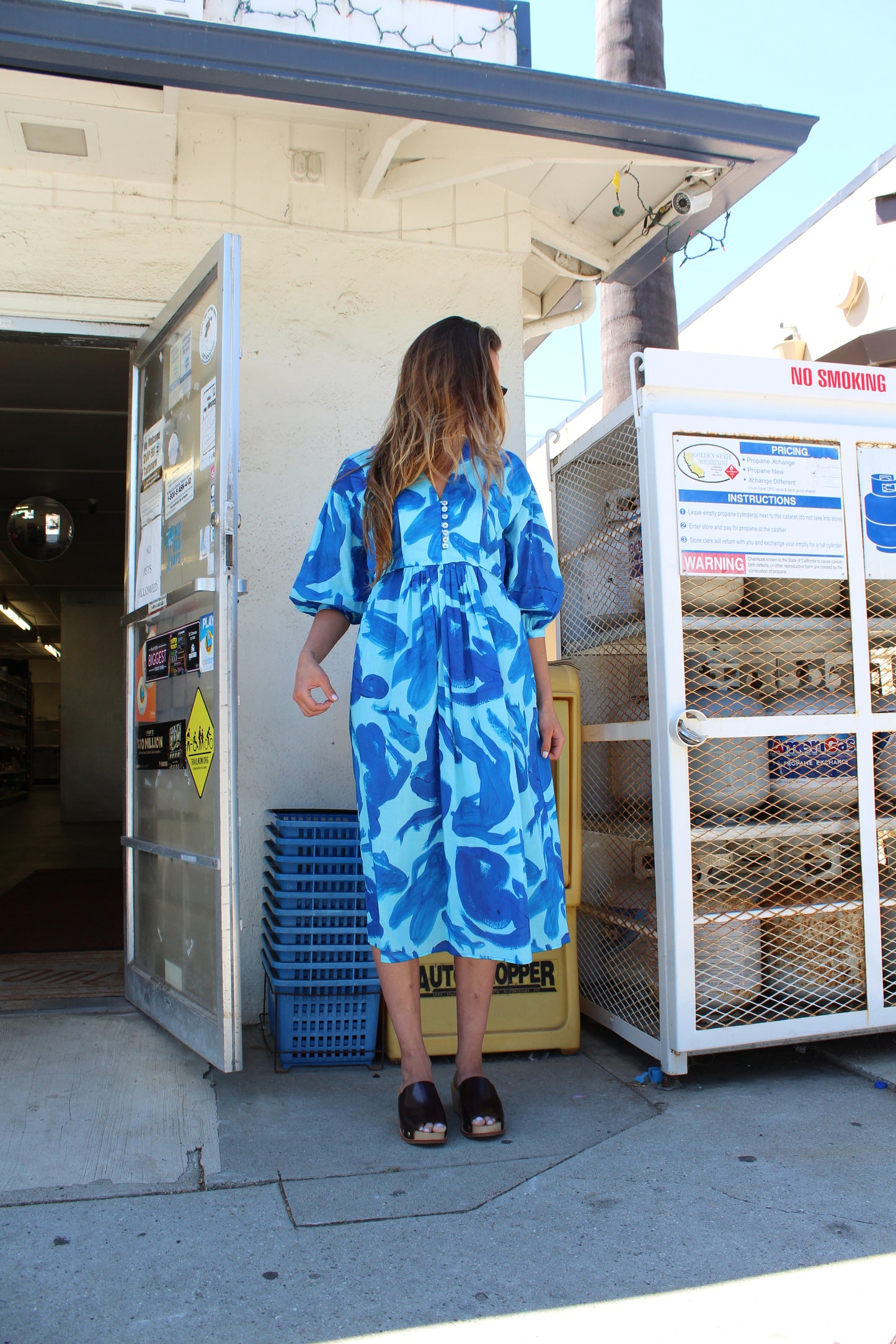 Heinui Edith Dress Aqua & Blue, Girls & Fish Print At Beklina