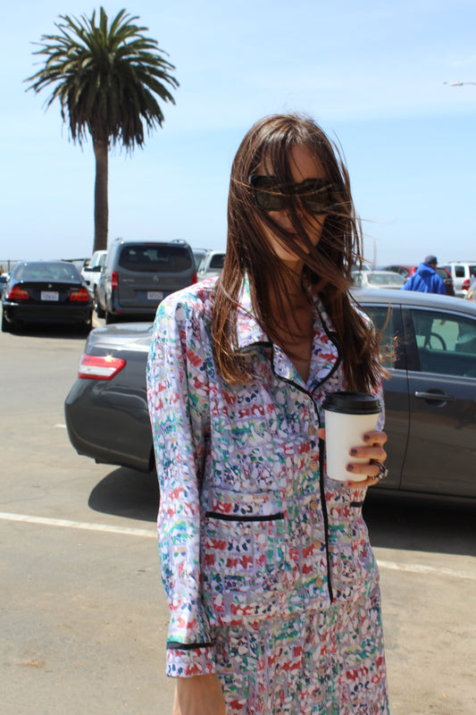 Beklina Silk Pajamas Art Block Collage