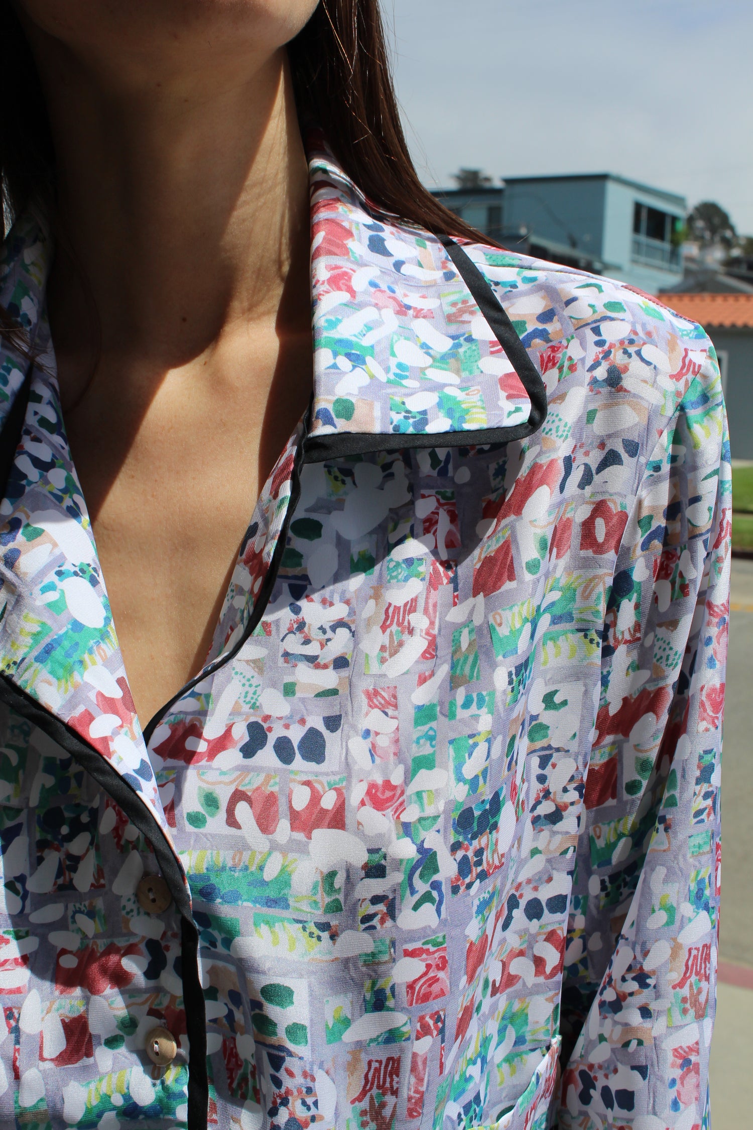 Beklina Silk Pajamas Art Block Collage