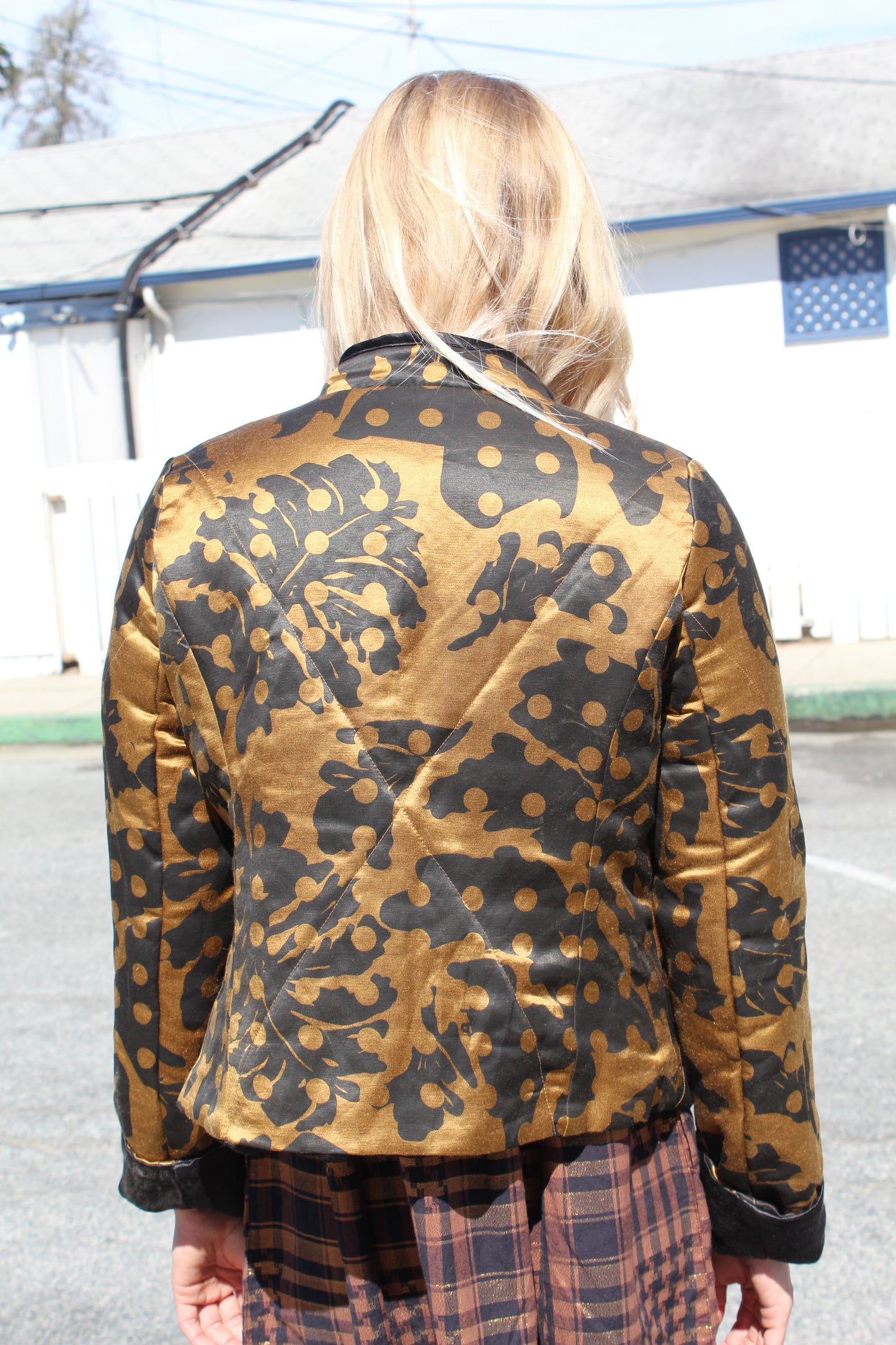 Beklina Quilted Jacket Leaf Print
