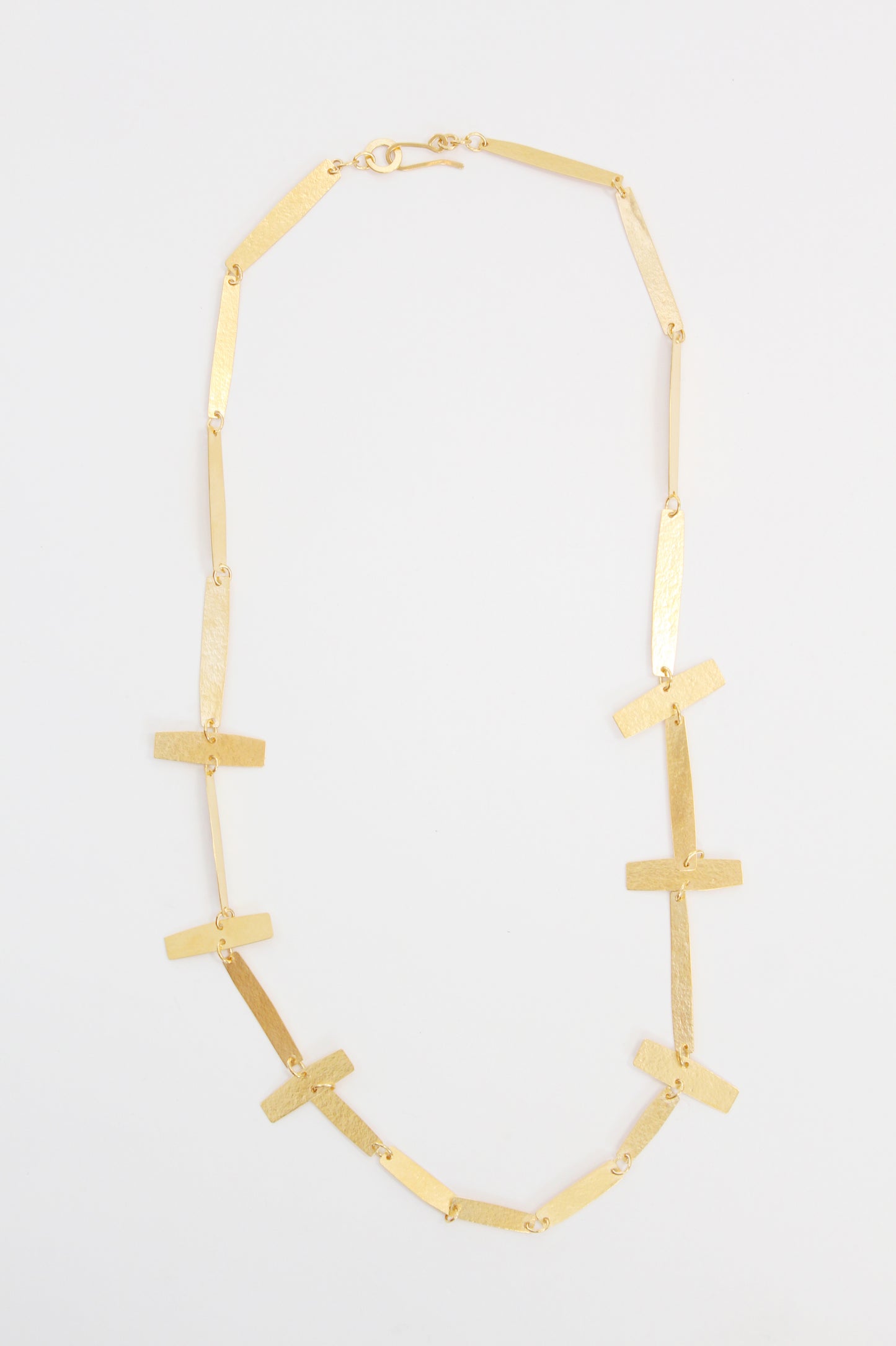 Annie Costello Brown Cross Bar Necklace Gold