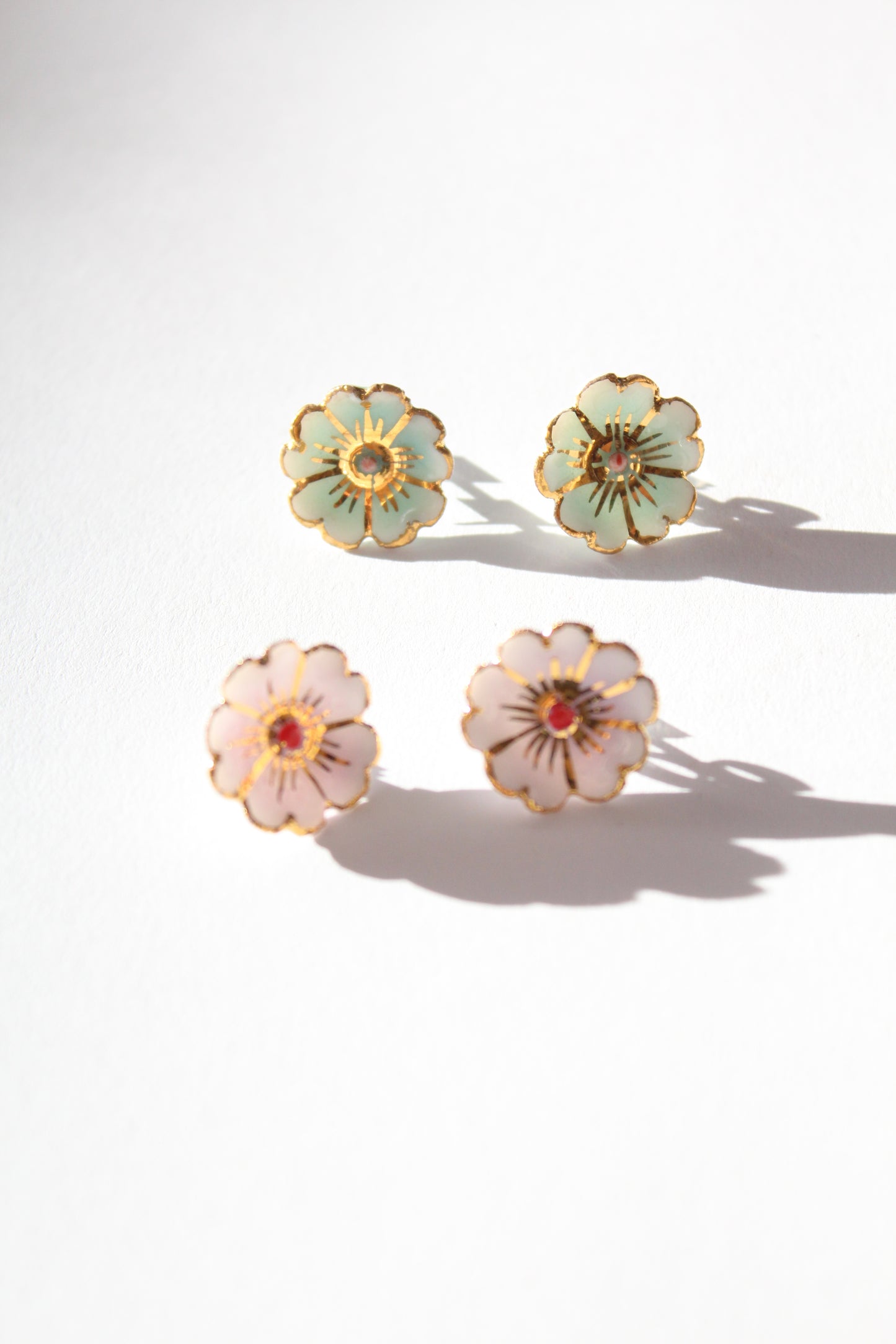 Porcelain Cherry Blossom Stud Earrings