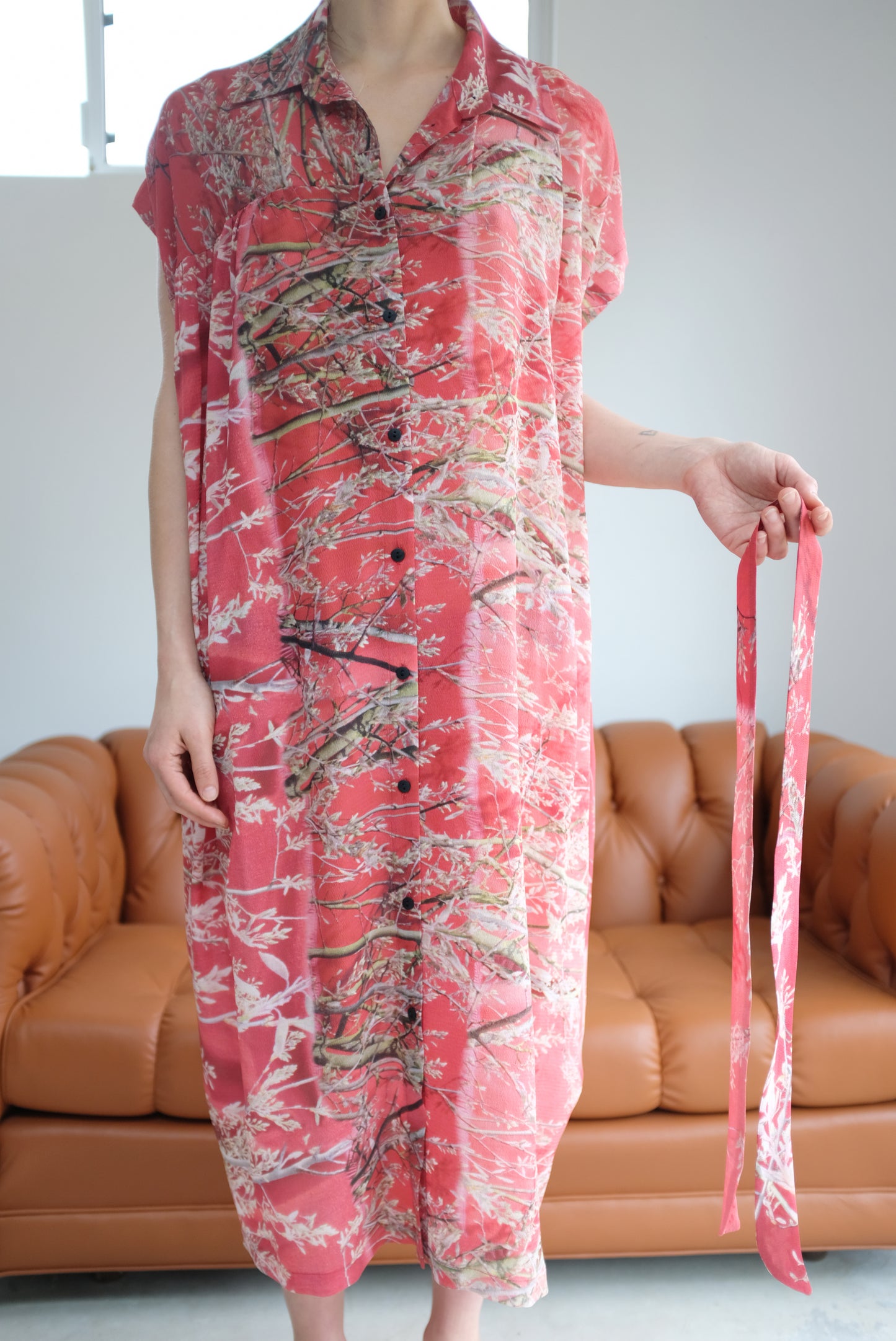 Anntian Silk Button Down Dress Floral A Felsenbirne
