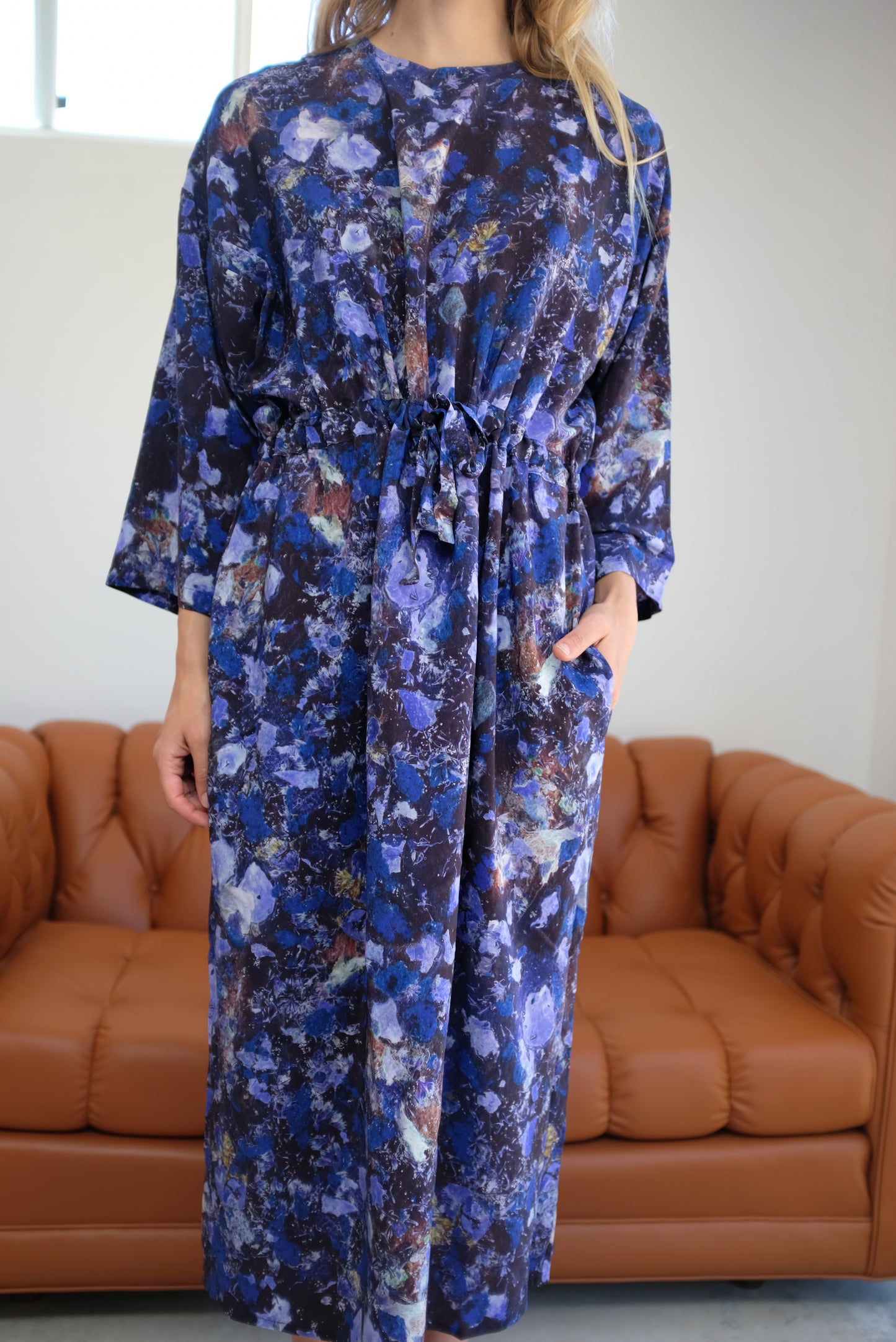Anntian Silk Simple Dress Print O