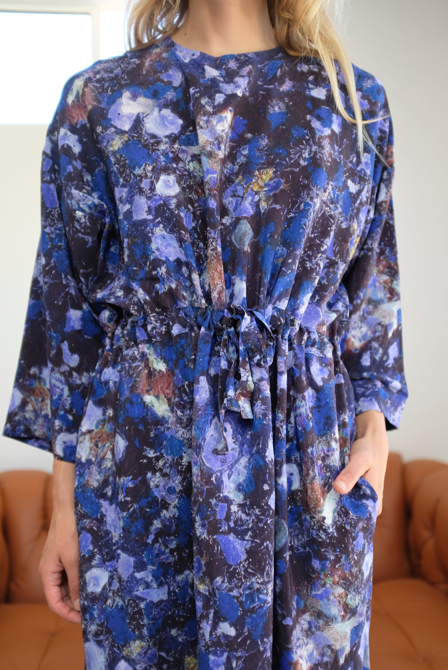 Anntian Silk Simple Dress Print O