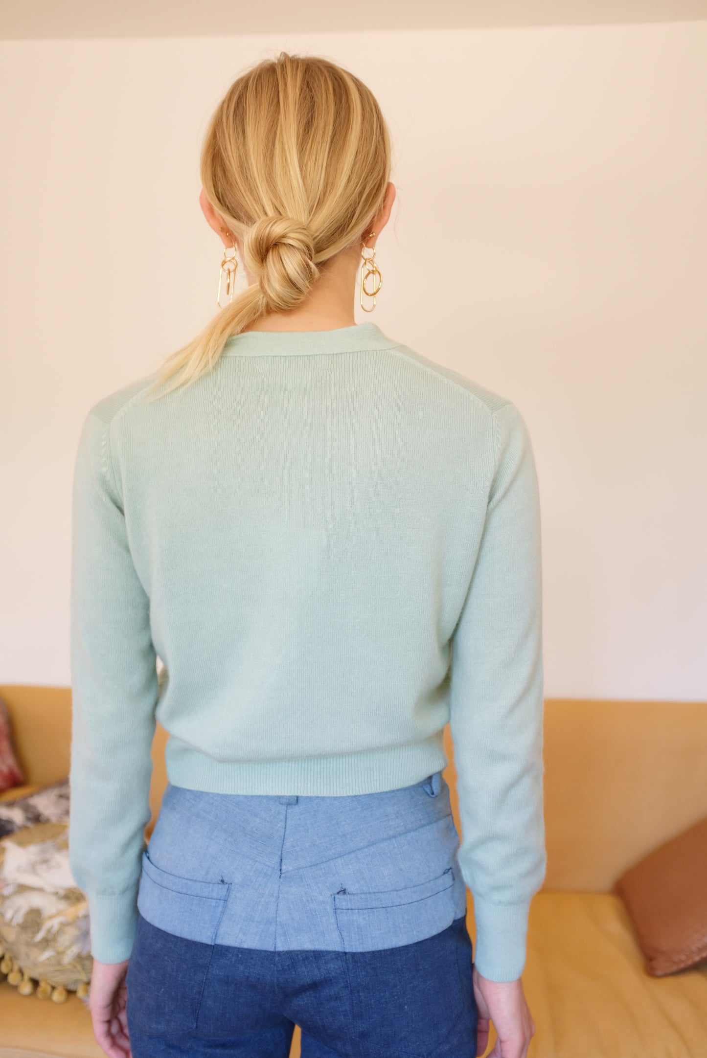 Beklina Cashmere Cardigan Sweater Mint