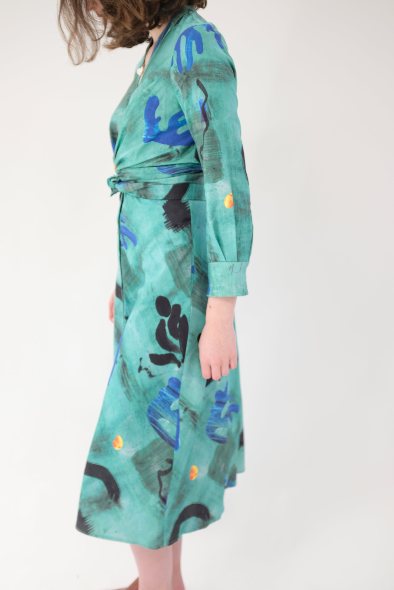 Heinui Leonard Dress Green Collage Print