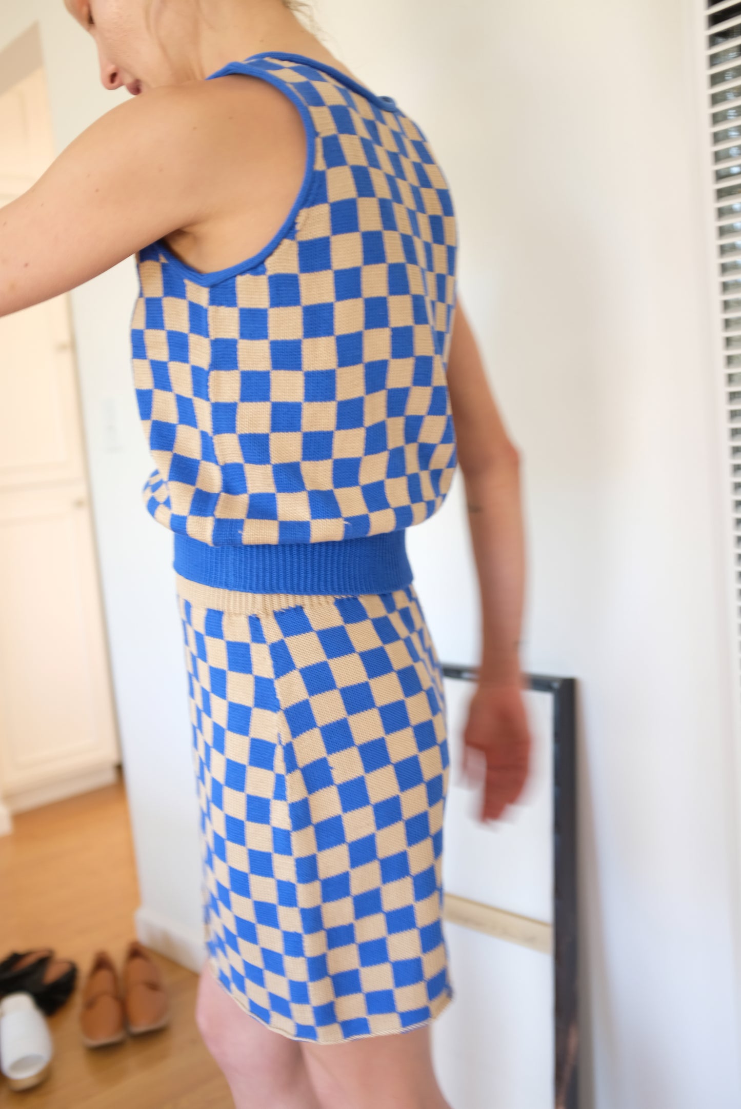 Beklina Knit Check Skirt French Blue