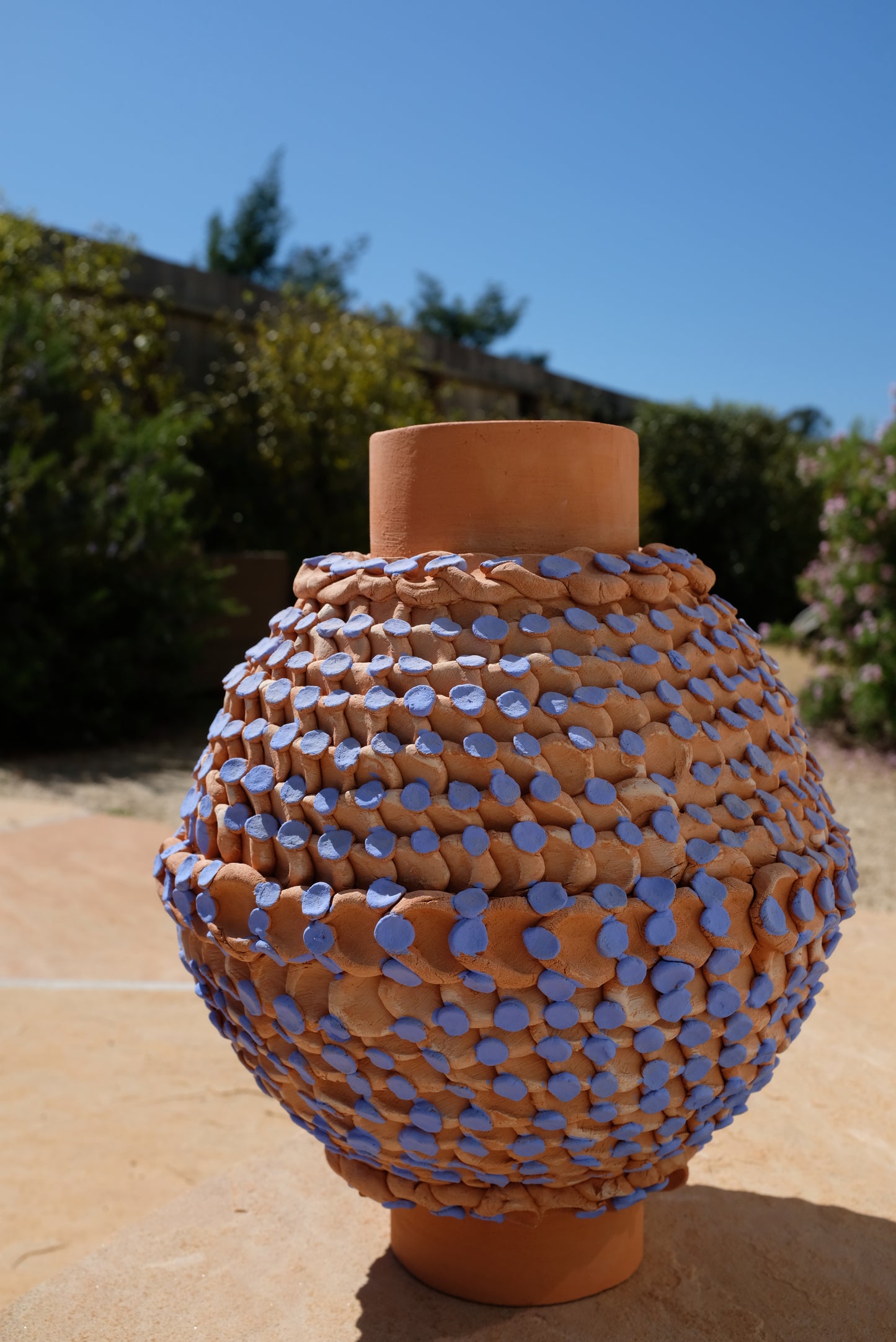 Bari Ziperstein Large Terracotta Dot Vase