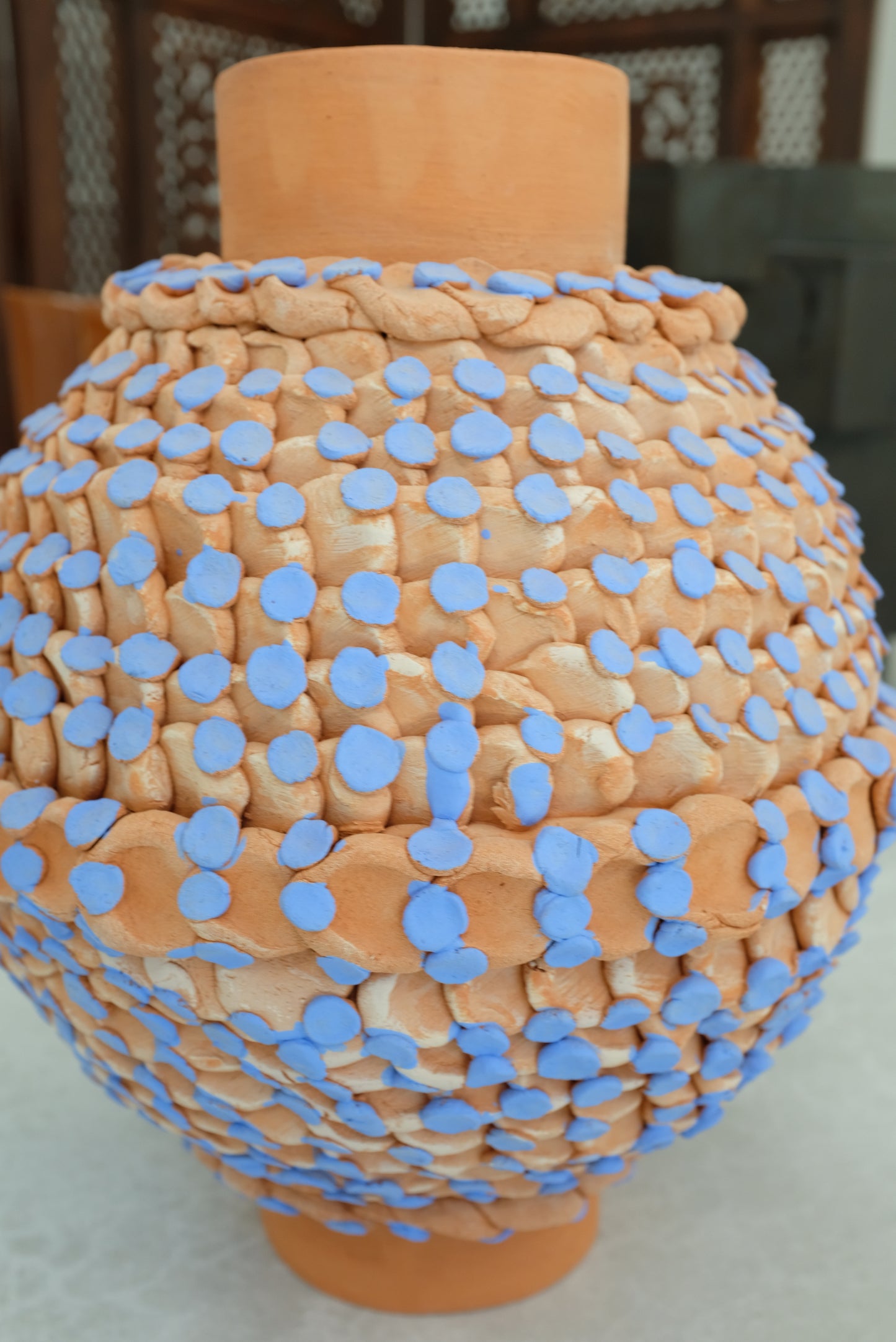 Bari Ziperstein Large Terracotta Dot Vase