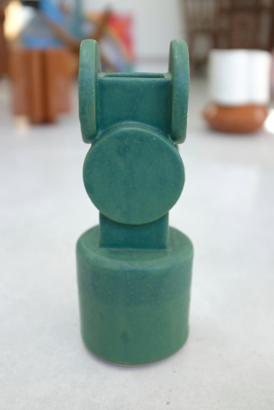 Bari Ziperstein Circle Top Vase Green