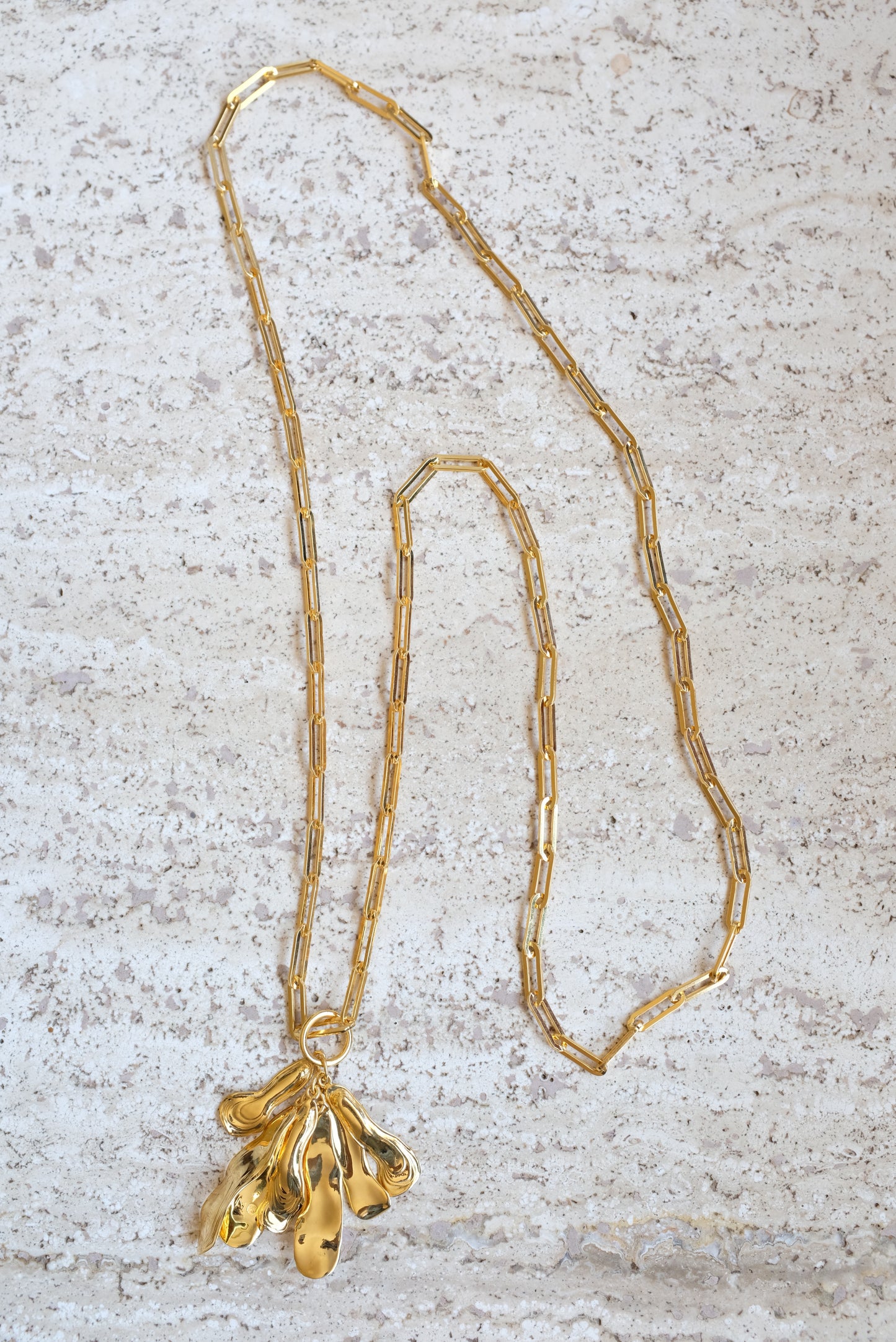 Leigh Miller Long Gold Chrysanthemum Pendant Necklace