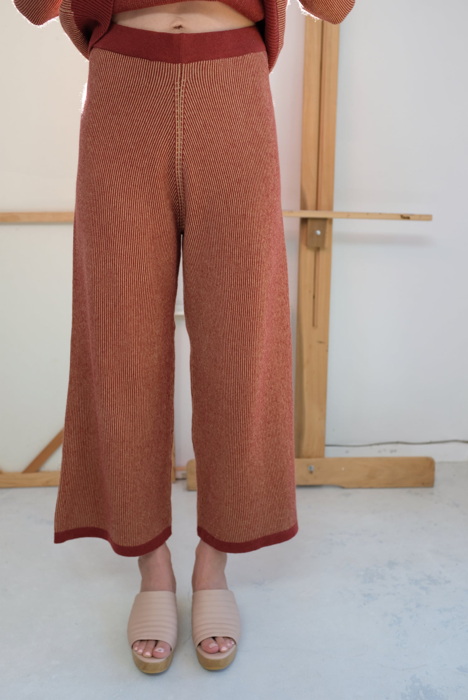 Beklina Cashmere Ribbed Trouser Rust/Gold