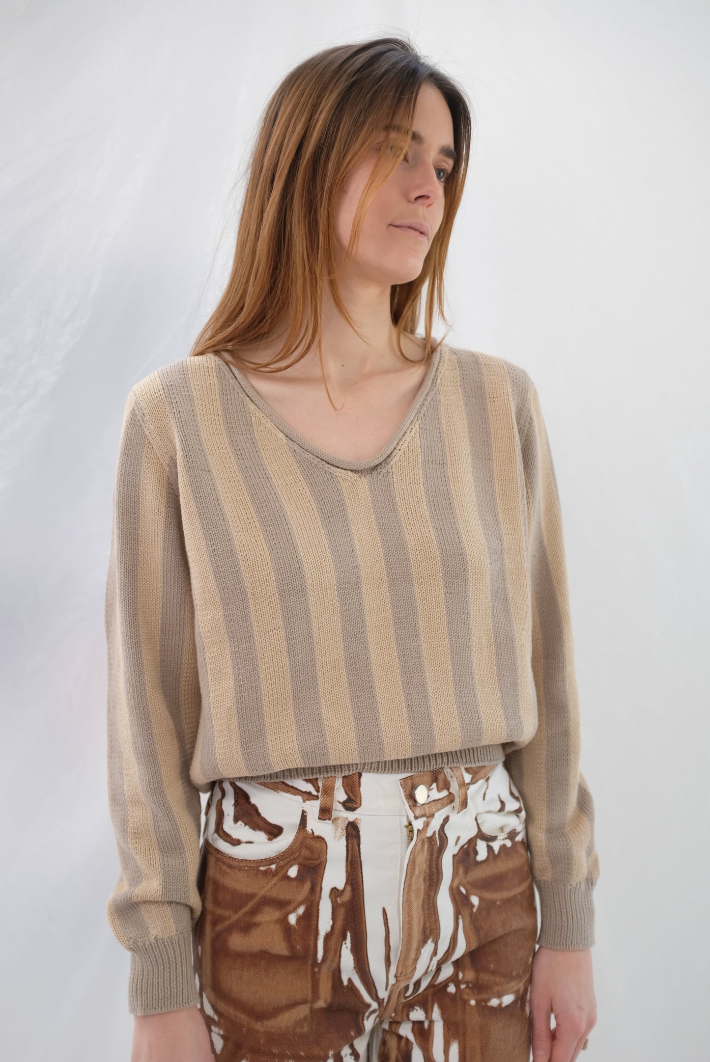 Beklina Latta V-neck Sweater Fawn/Toast